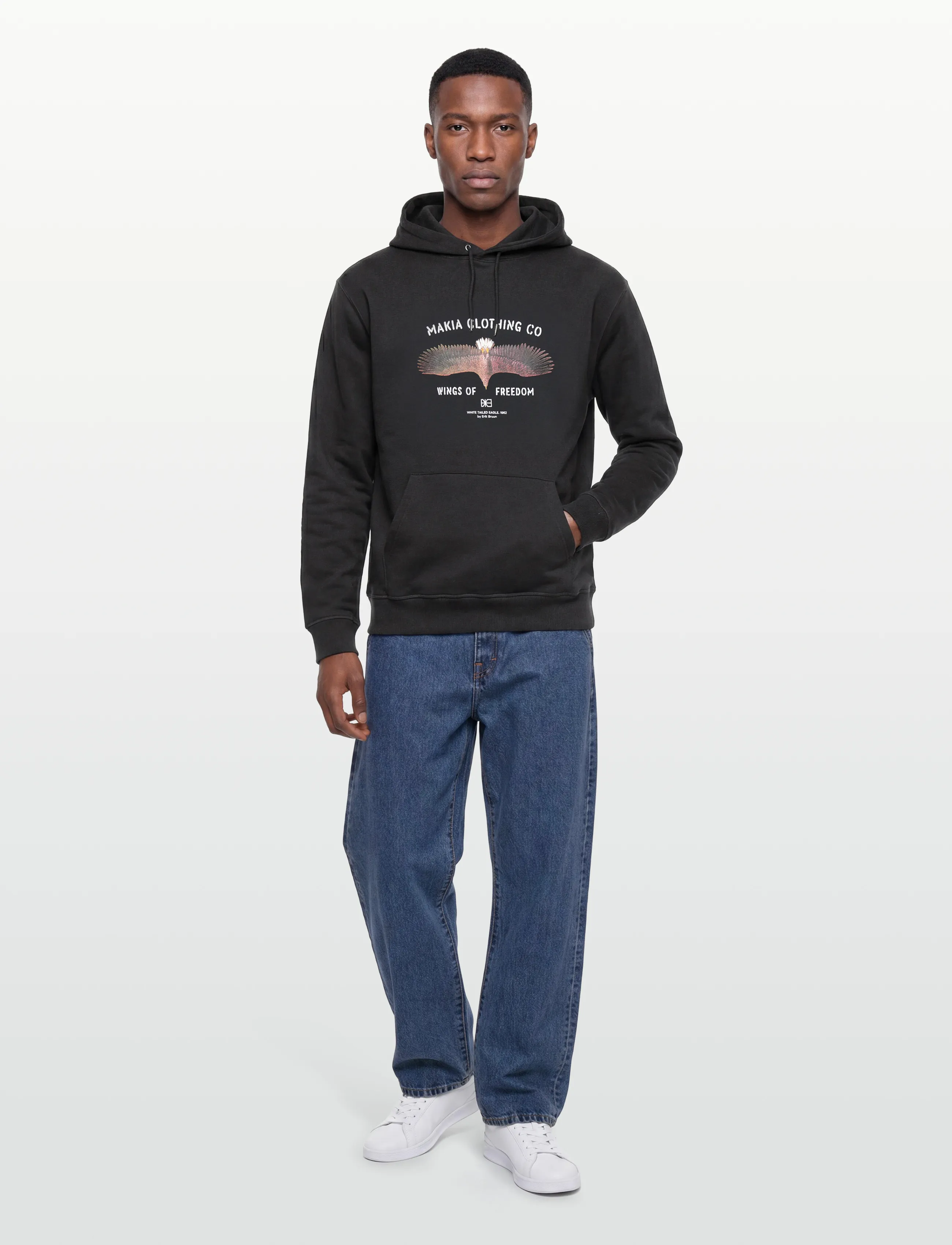 Makia Eagle Hooded Sweatshirt - Clothing - CARBON BLACK / black
