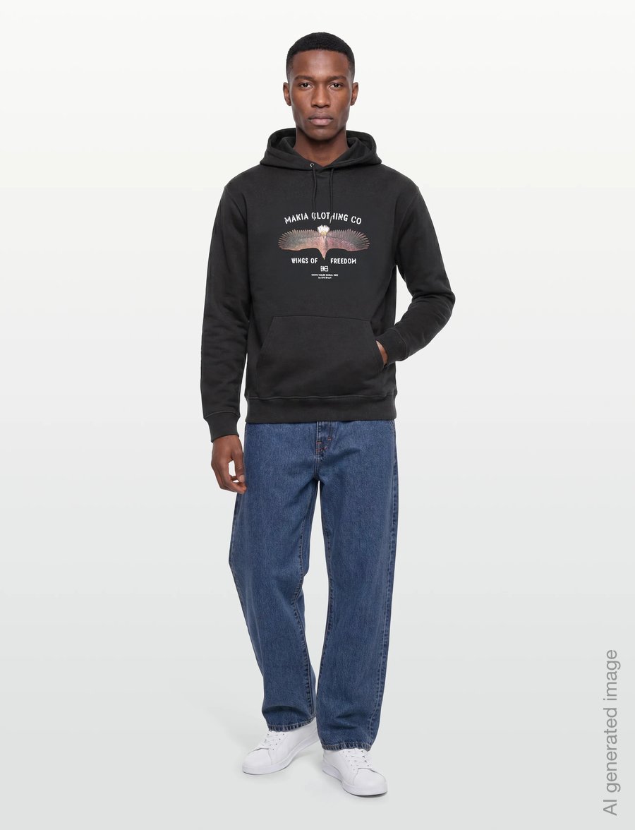 Makia - Eagle Hooded Sweatshirt - hættetrøjer - carbon black - 0