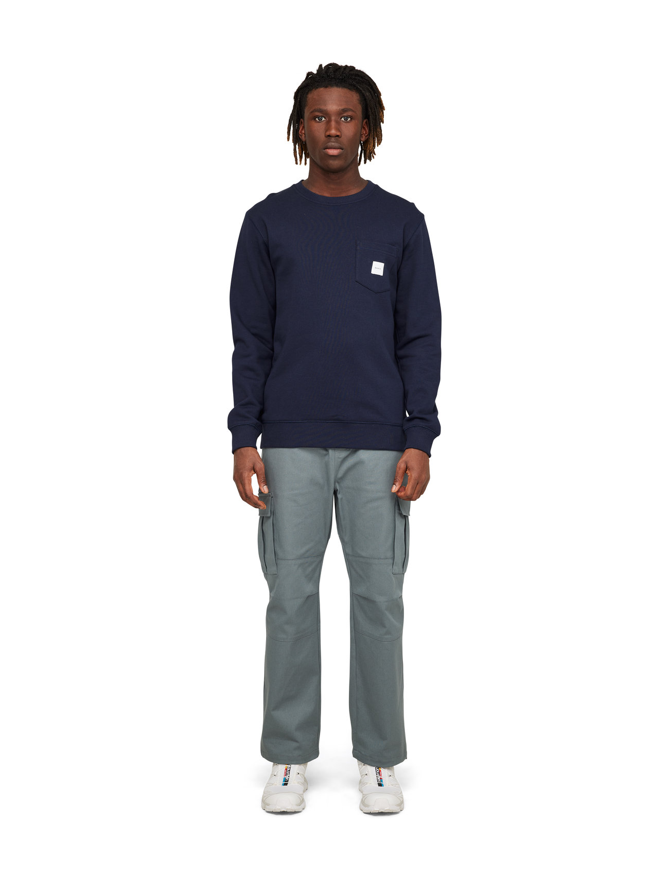 Makia - Square Pocket sweatshirt - nordisk stil - dark navy - 0