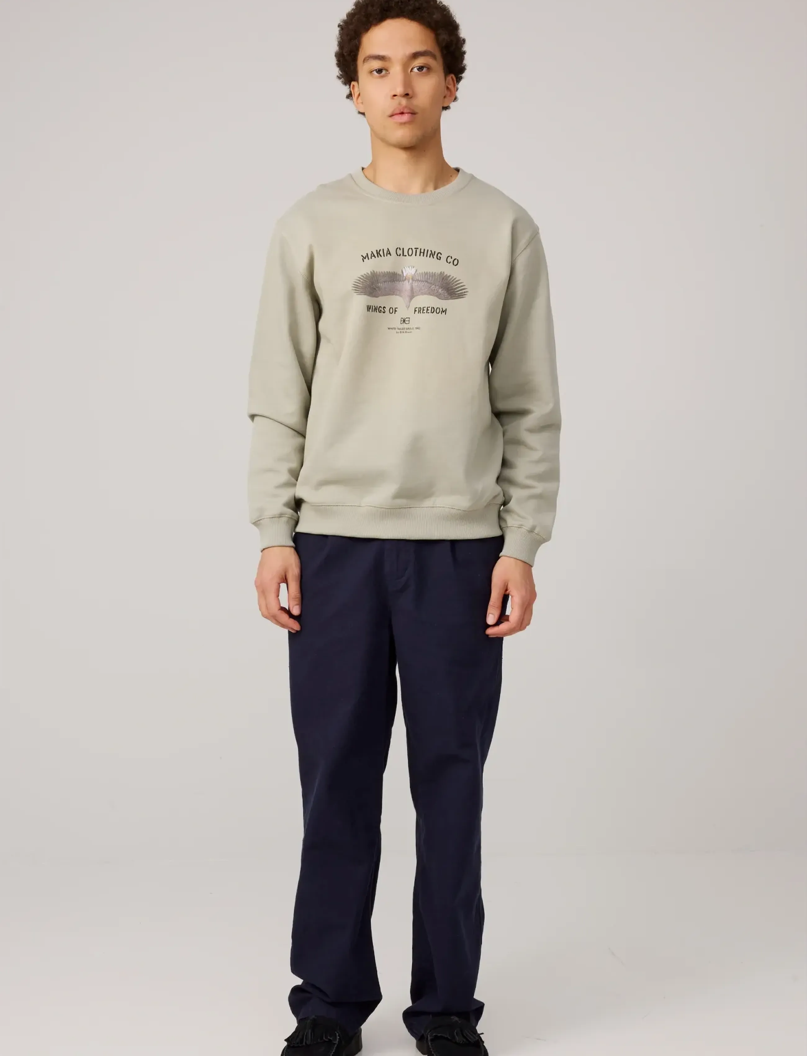 Makia Eagle Sweatshirt, L, Khaki green, Sweatshirts & Hættetrøjer > Sweatshirts, Herre