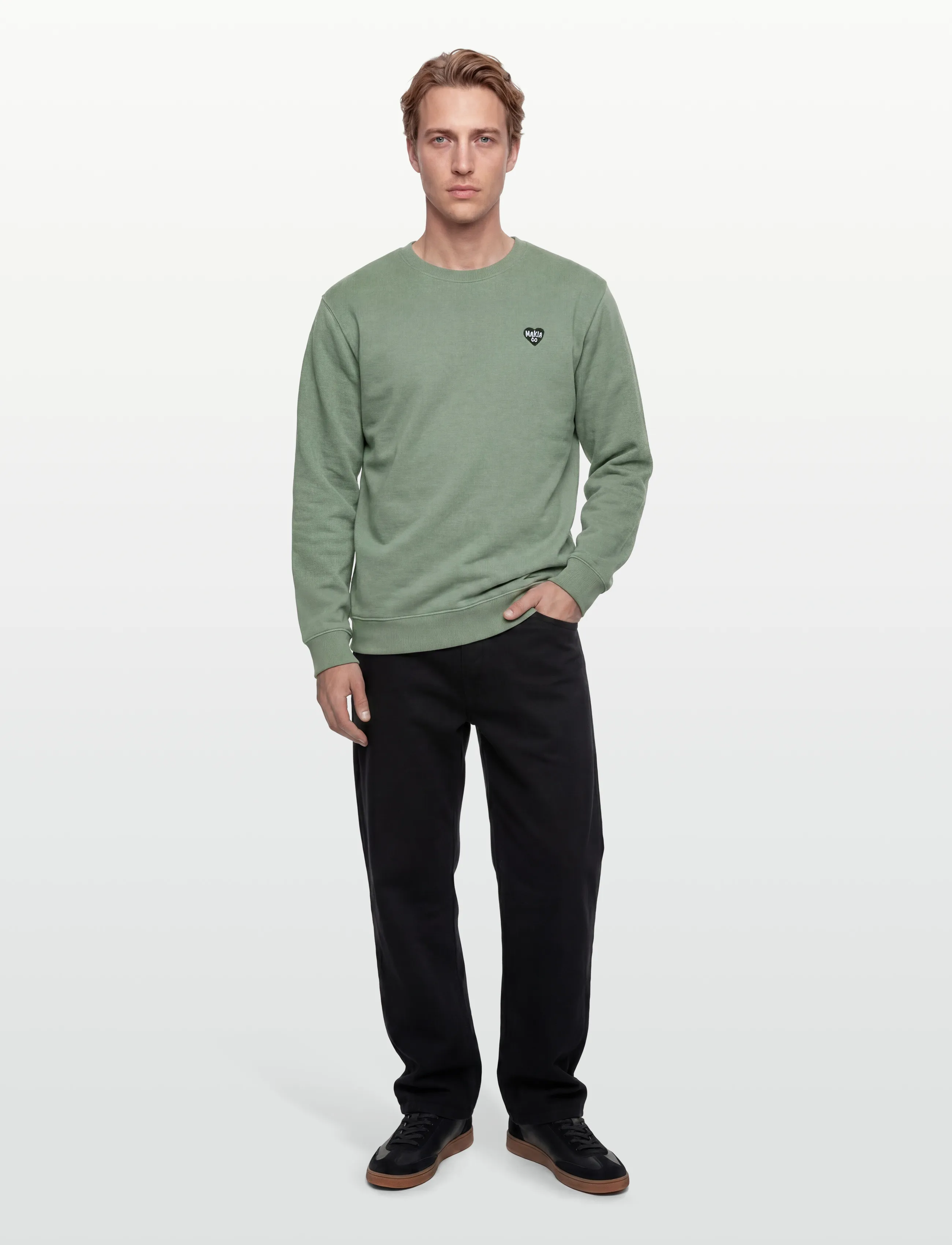 Makia Heart Sweatshirt, XL, Khaki green, Sweatshirts & Hættetrøjer > Sweatshirts, Herre
