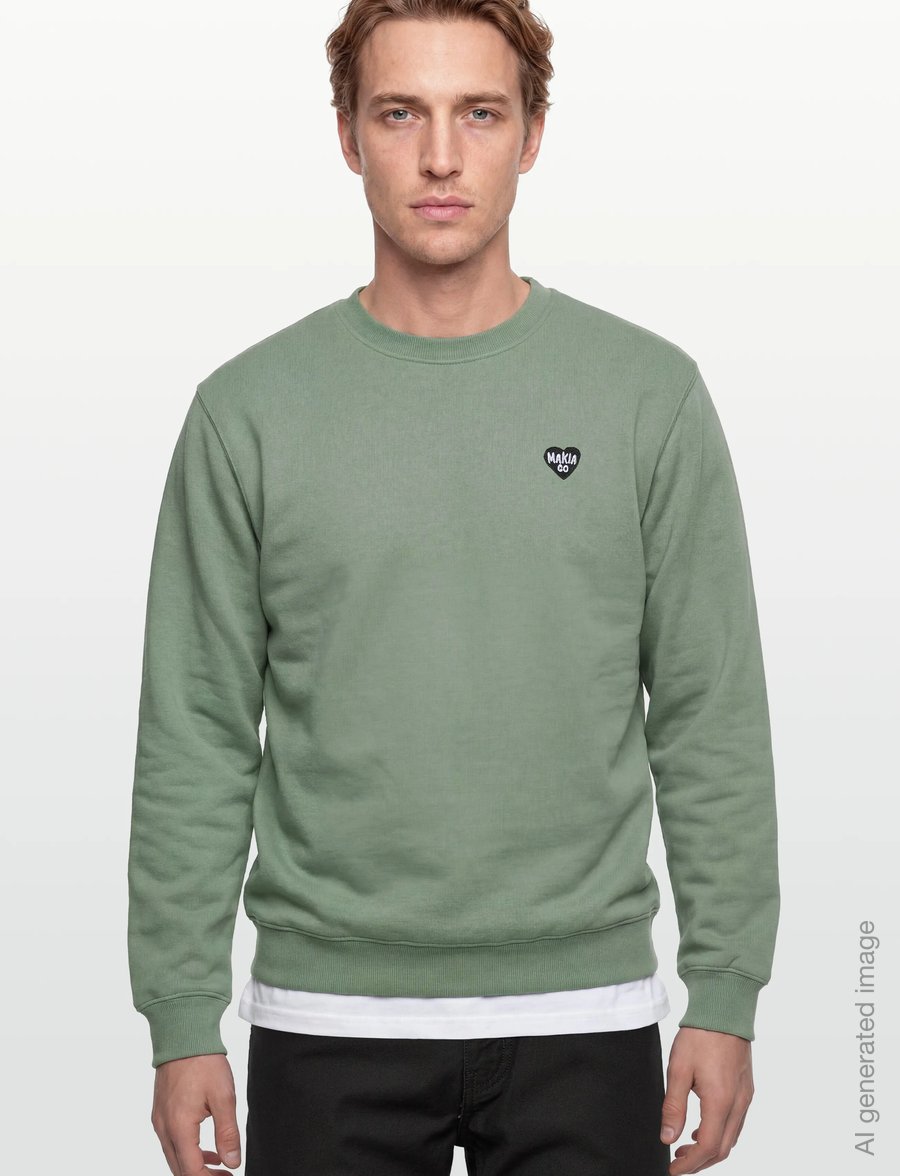 Makia - Heart Sweatshirt - sweatshirts - mineral green - 3