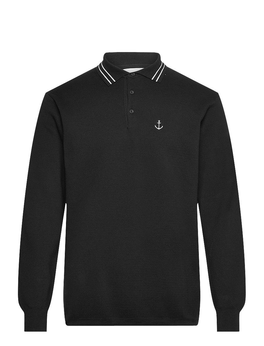 Makia - Havet Knit - langärmelige gestrickte polohemden - black - 1