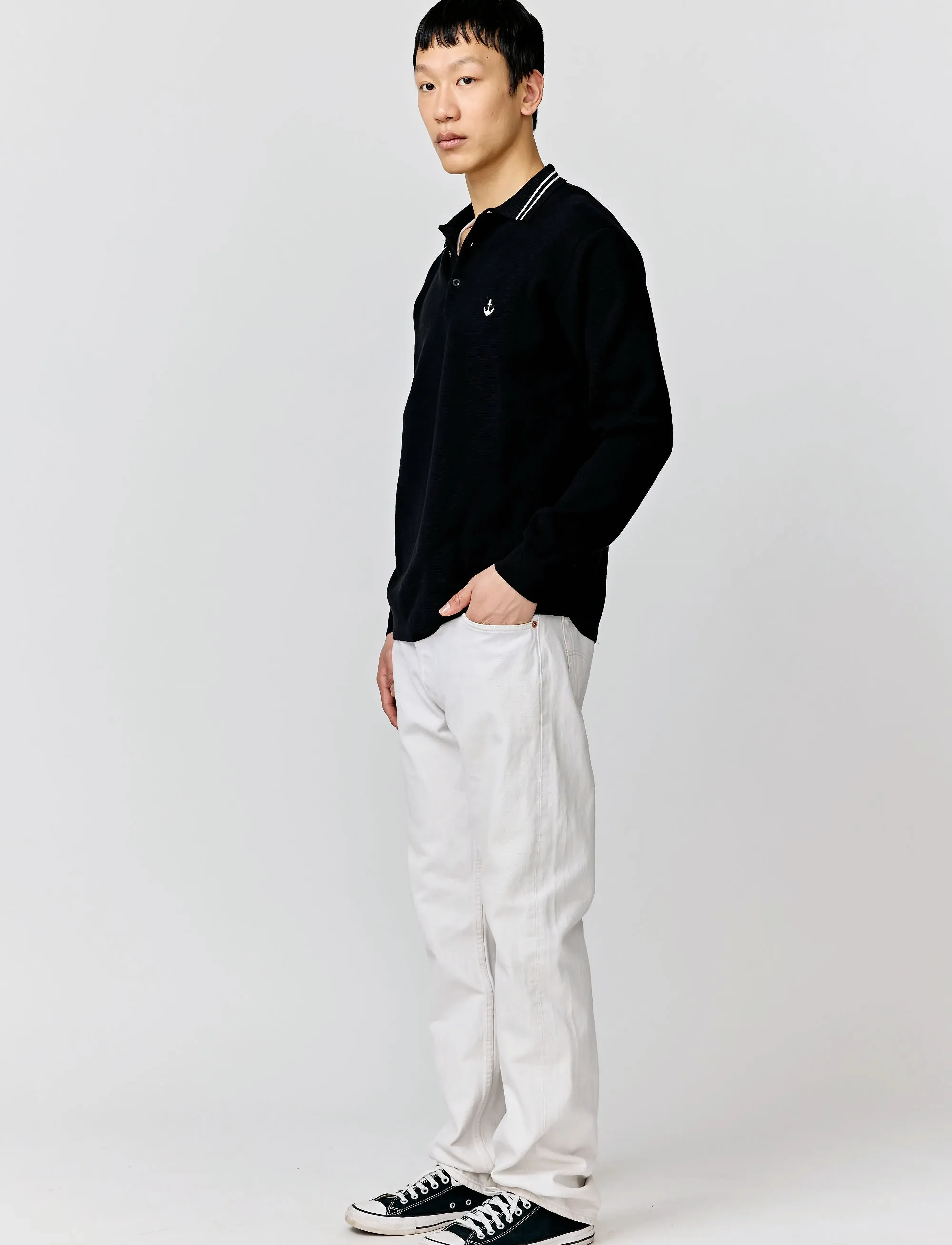 Makia - Havet Knit - langärmelige gestrickte polohemden - black - 3