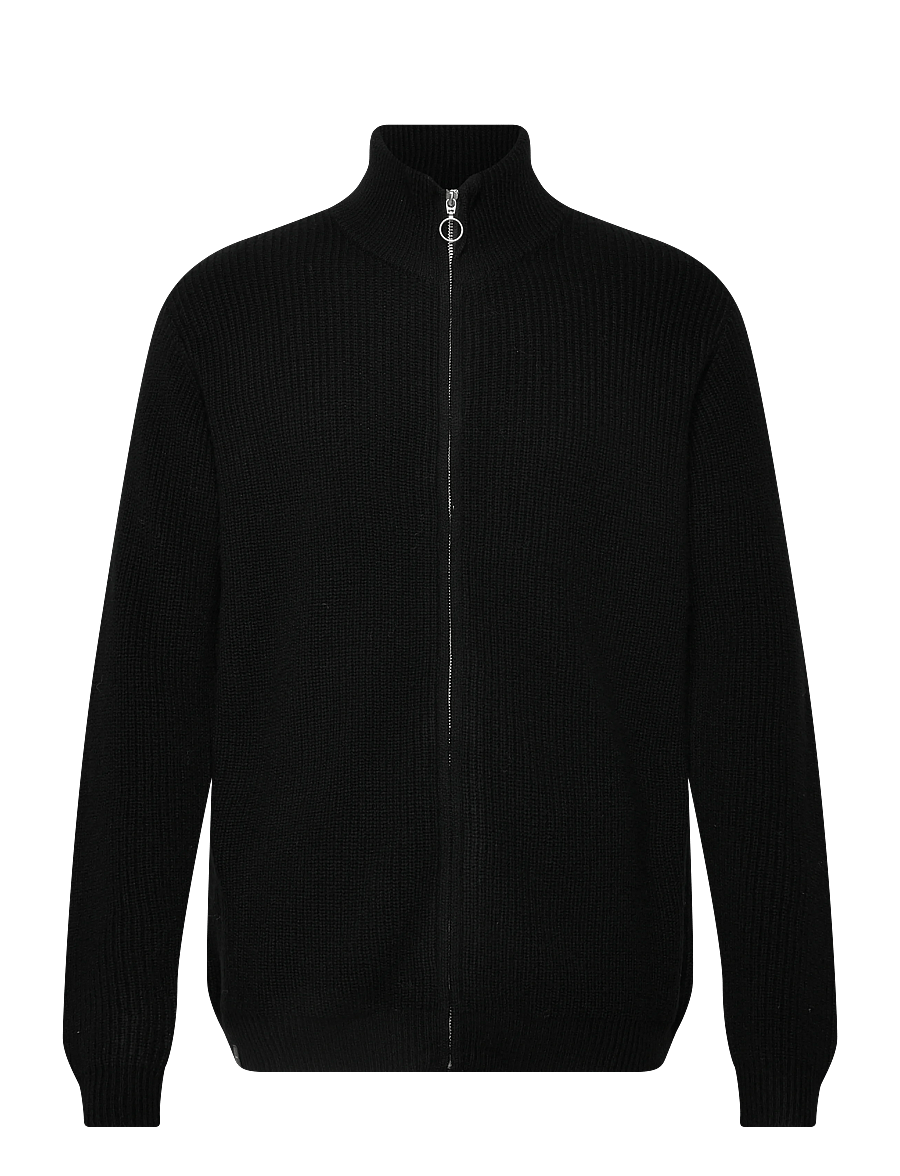 Makia - Moray Zip Knit - pullover mit durchgehendem reißverschluss - black - 0