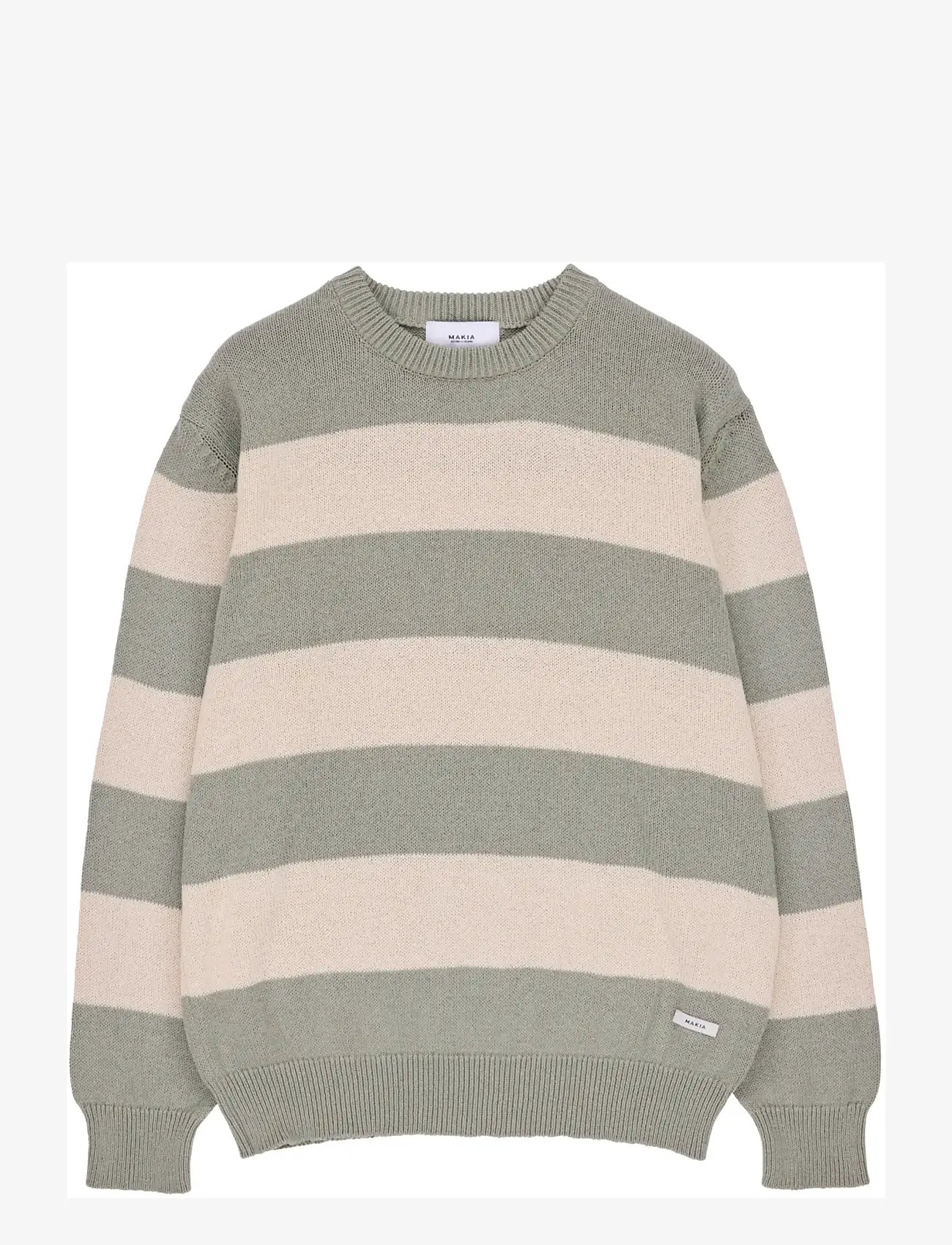 Makia - Orson Knit - rund hals - green - off white - 1