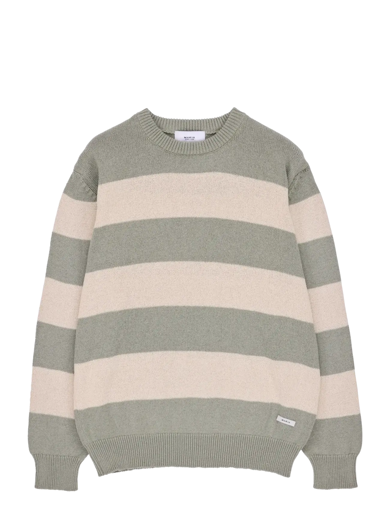 Makia Orson Knit - Riided - GREEN - OFF WHITE / green