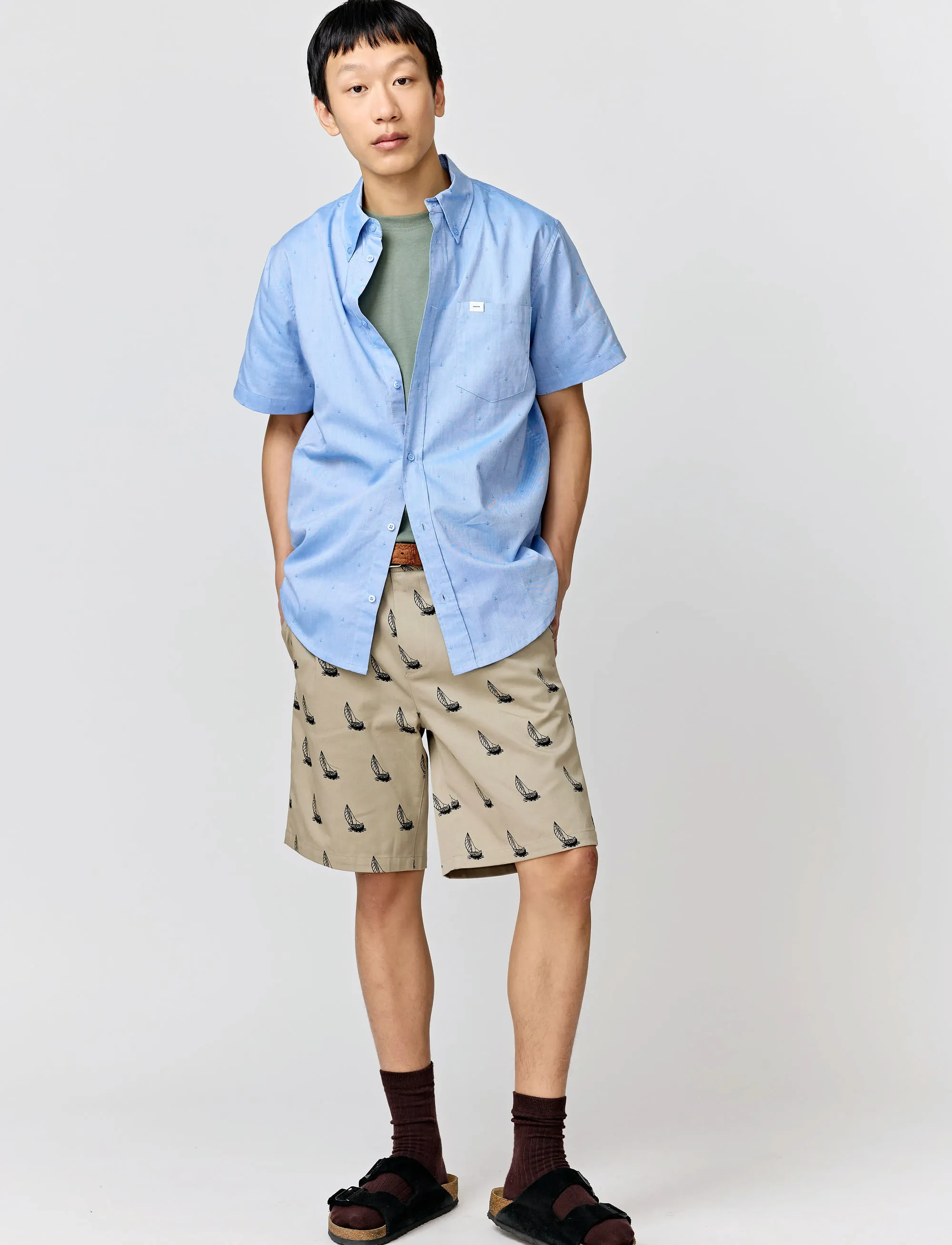 Makia Anchors Shirt, M, Shirts, Blau - Short-sleeved Männerswear