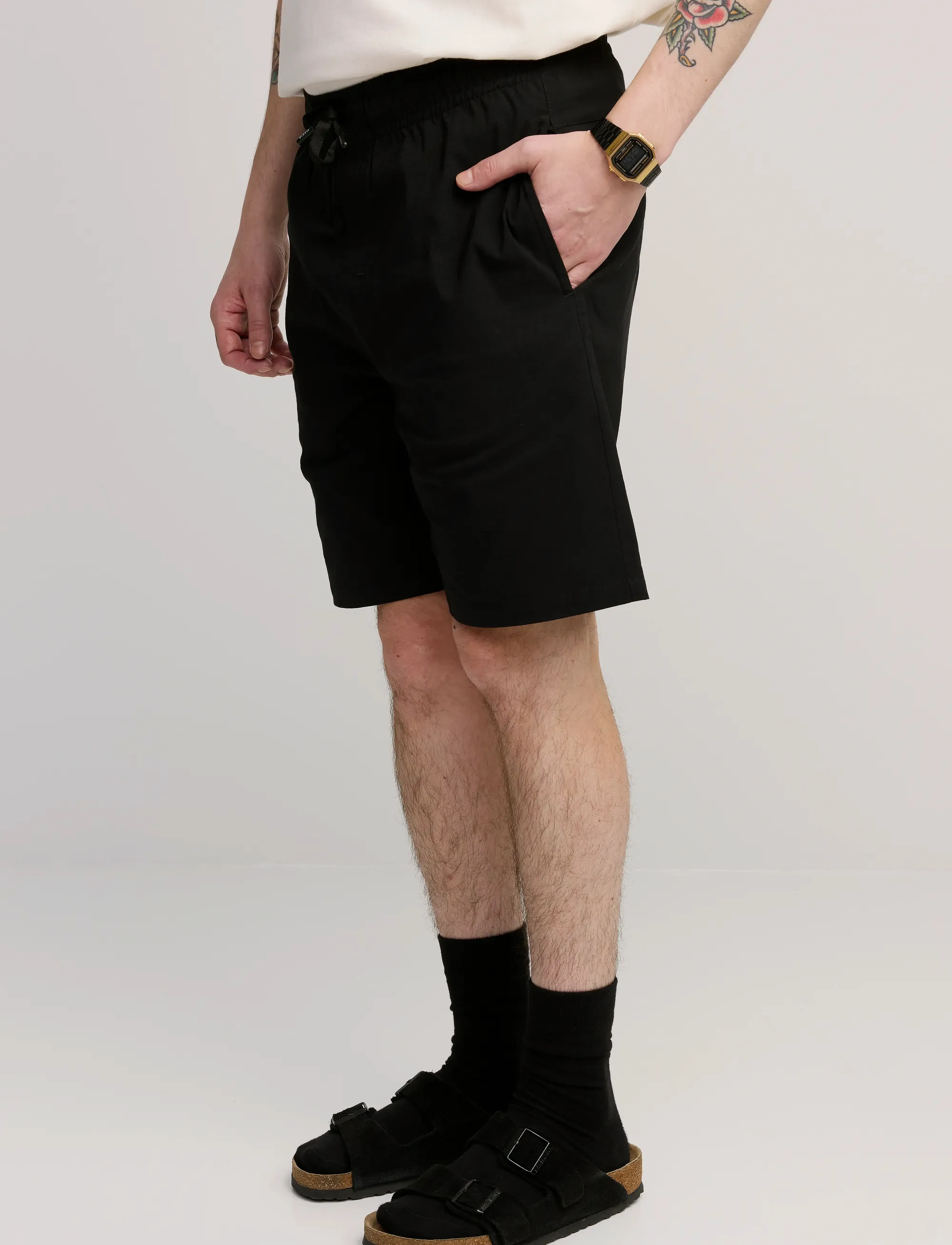 Makia Kasper Shorts, Mænd, Snøre Cargo Shorts, Sort, Str: 30