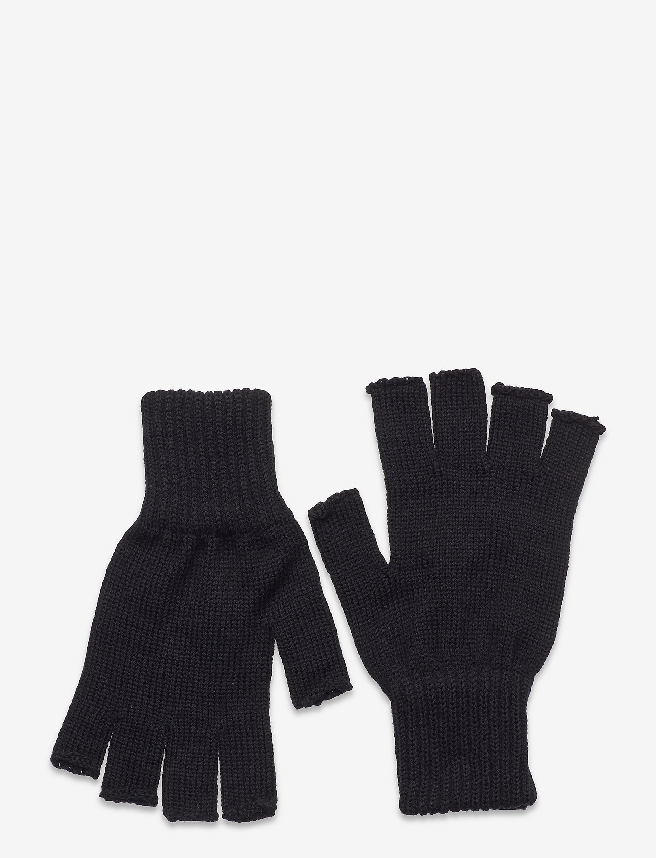 Wool Fingerless Gloves - BLACK