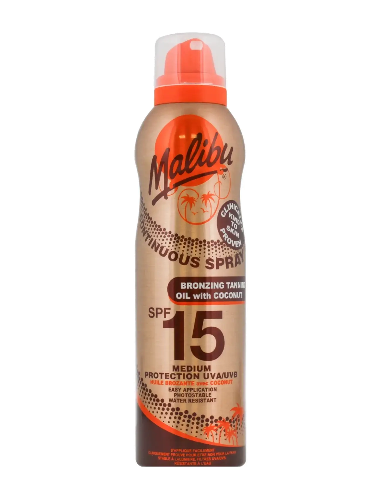 Malibu 175Ml Spf 15 Continuous Tanning Oil Coconut Spray, Body, Nude, Str: 175 ML