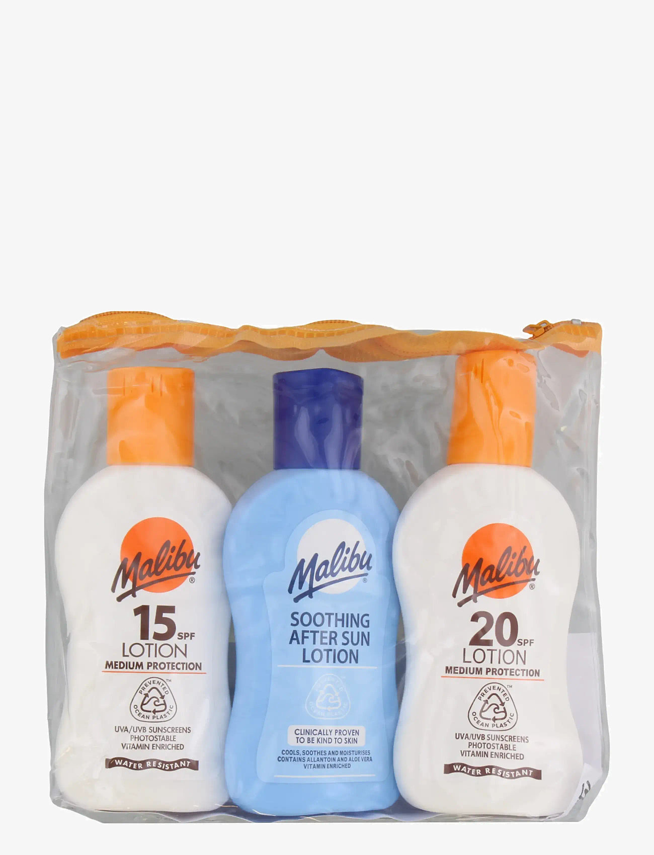 Malibu - MALIBU 3 PACK & BAG (100ML SPF 15 LOTION,100ML SPF20 LOTION&100ML SOOTHING AFTERSUN LOTION) - gåvoset - transparent - 0