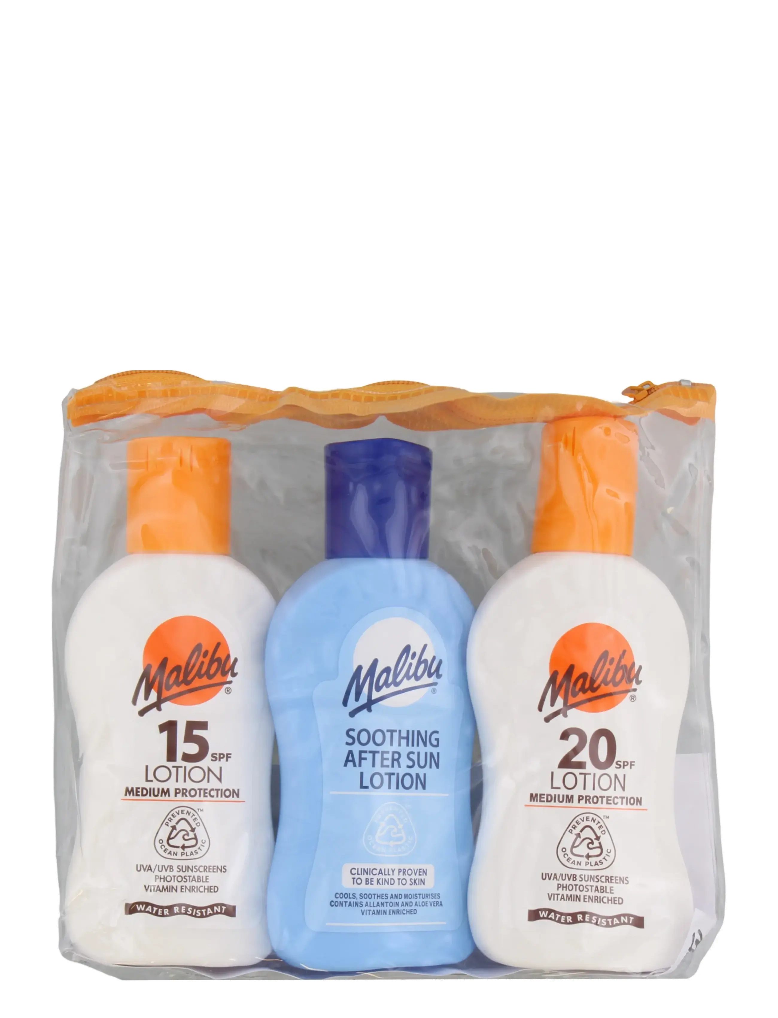 Malibu MALIBU 3 PACK & BAG (100ML SPF 15 LOTION,100ML SPF20 LOTION&100ML SOOTHING AFTERSUN LOTION) - Under 200 kr - TRANSPARENT / clear