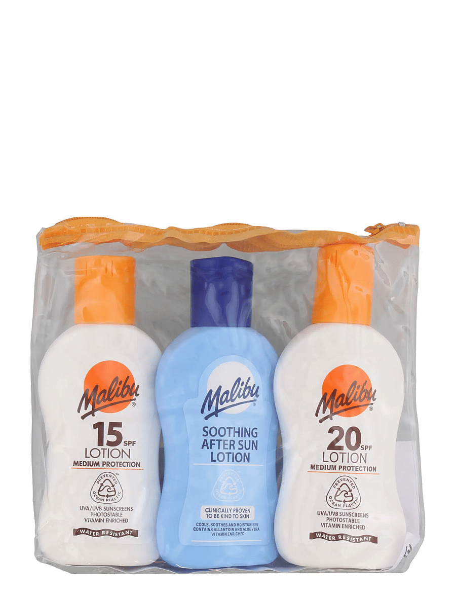Malibu - MALIBU 3 PACK & BAG (100ML SPF 15 LOTION,100ML SPF20 LOTION&100ML SOOTHING AFTERSUN LOTION) - transparent - 0