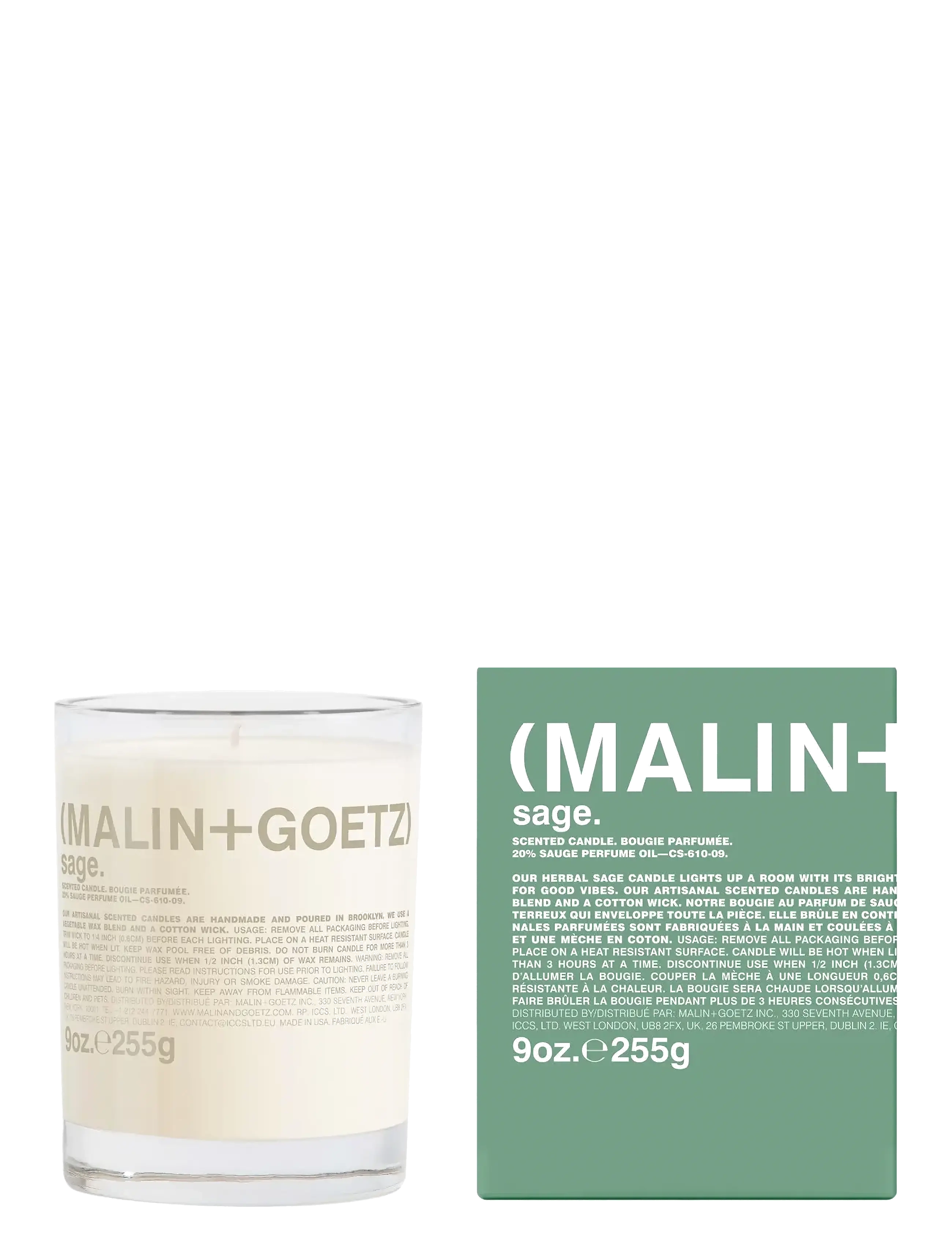 Malin+Goetz Sage Candle, Scented Candles, Nude, Str: 260 G