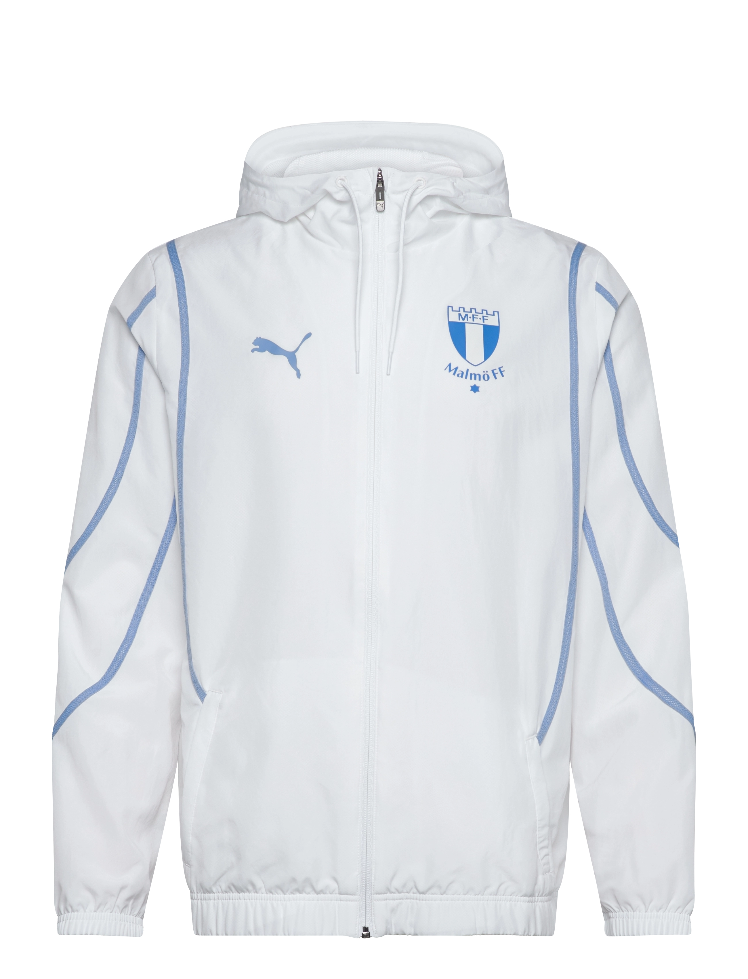 MALMÖ FF MFF Prematch Woven Jacket - Jalkapallo - PUMA WHITE-TEAM LIGHT BLUE / white