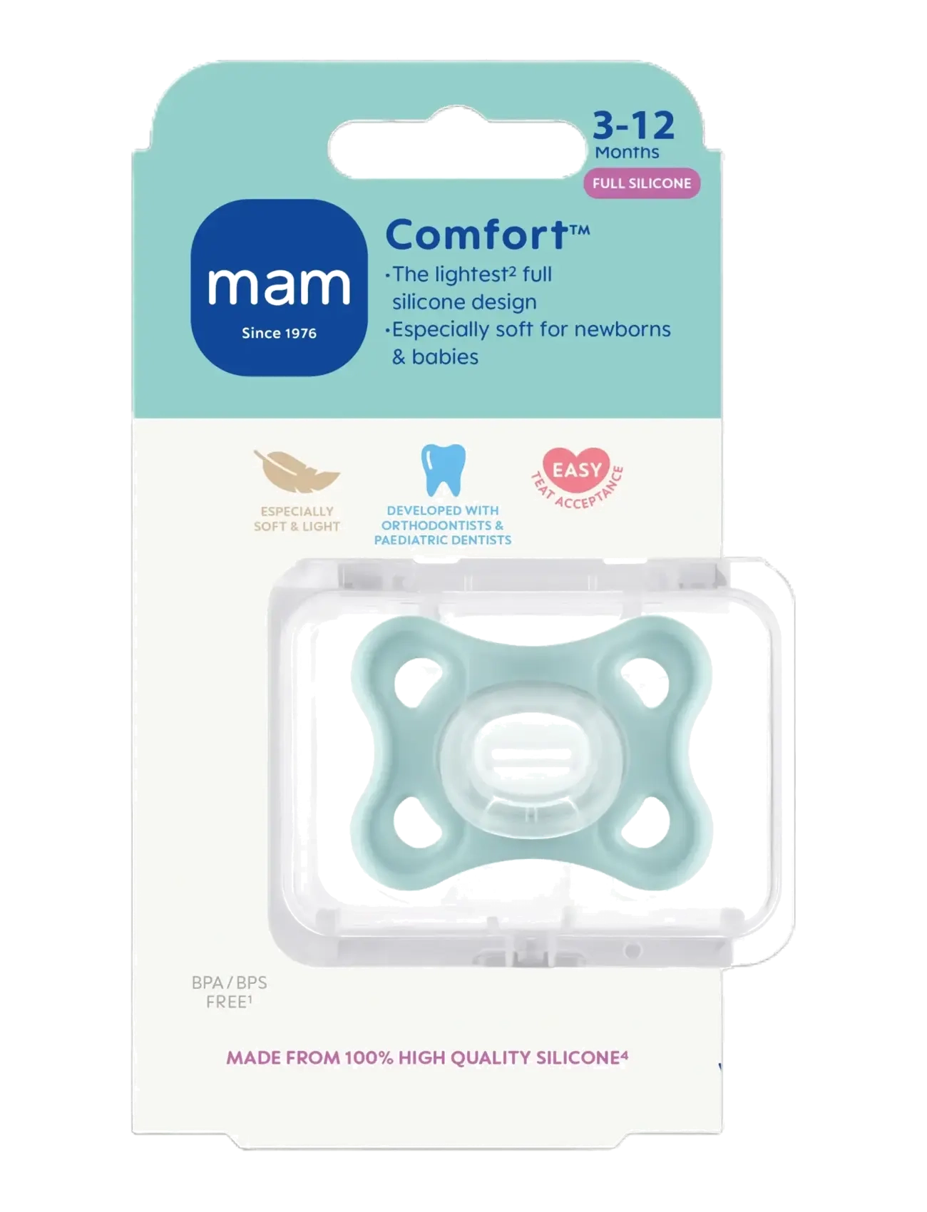 MAM - MAM Comfort 3-12m silicone Neutral 1p - Čiulptukai - neutral - 1