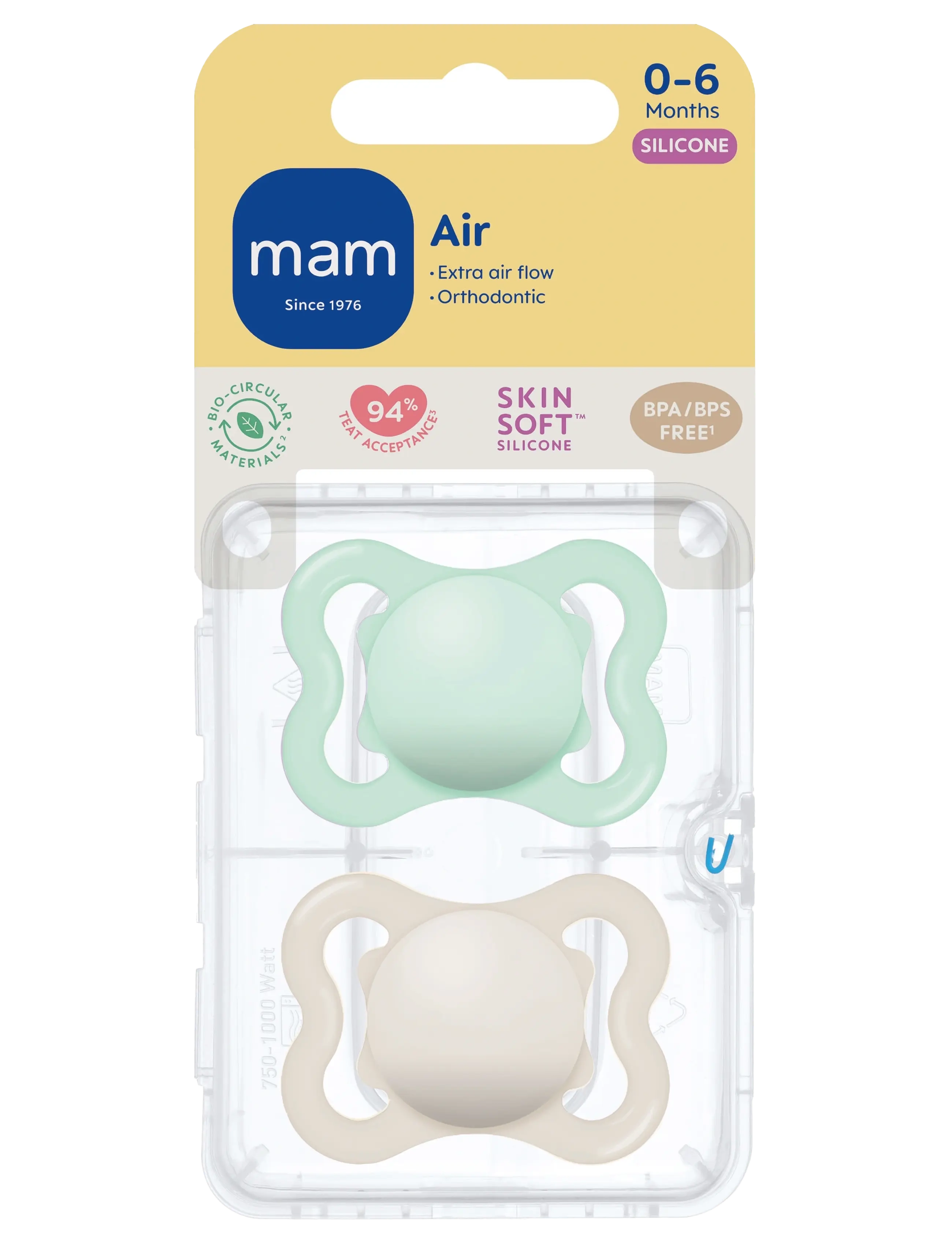 MAM - MAM Air Silicone Blue 0-6m - pacifiers - blue - 1