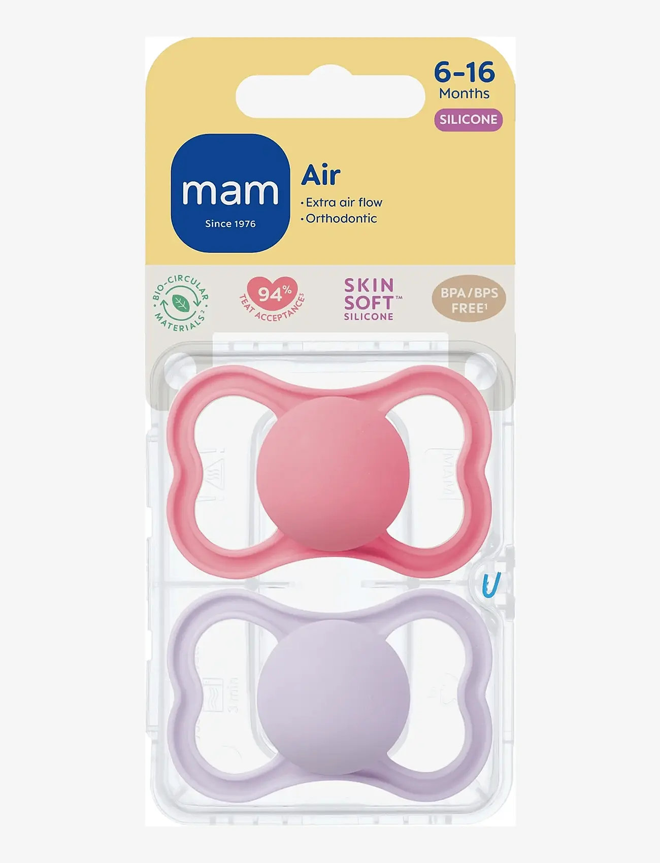 MAM - MAM Air Silicone Pink 6-16m - knupīši - pink - 2