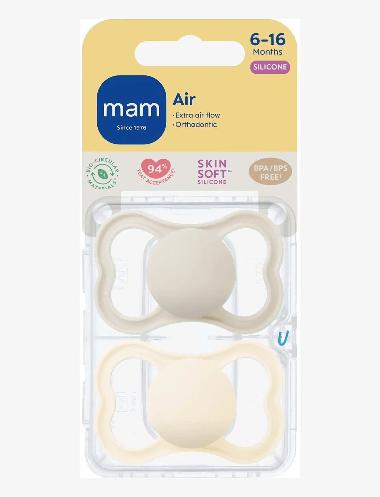 MAM - MAM Air Silicone Neutral 6-16m - Čiulptukai - neutral - 2