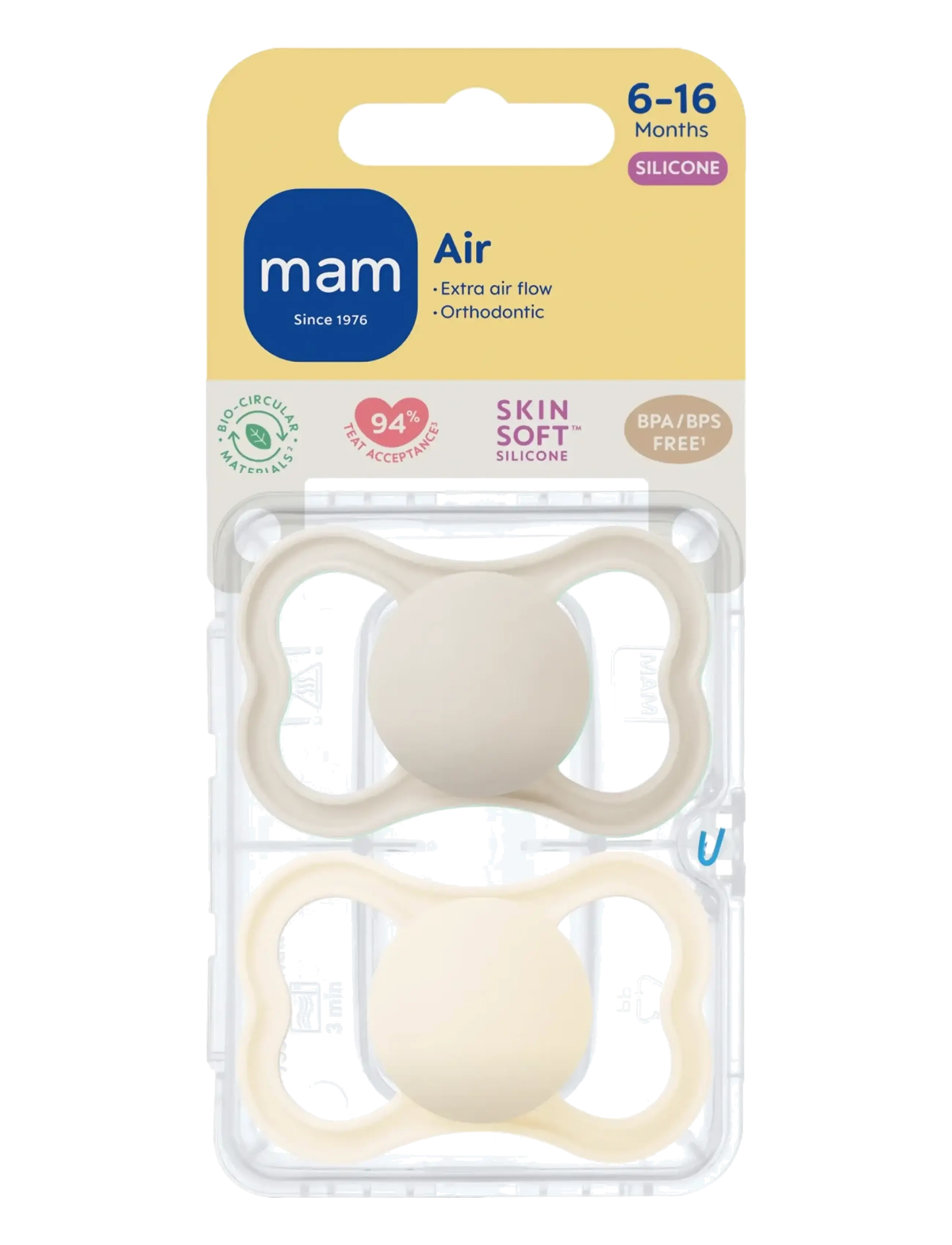 MAM - MAM Air Silicone Neutral 6-16m - spenen - neutral - 2