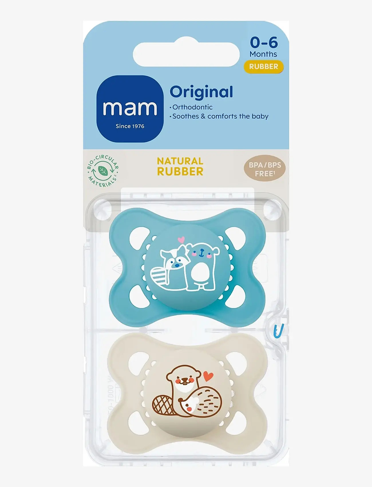 MAM - MAM Original 0-6m Natural Rubber Blue 2p - blue - 2