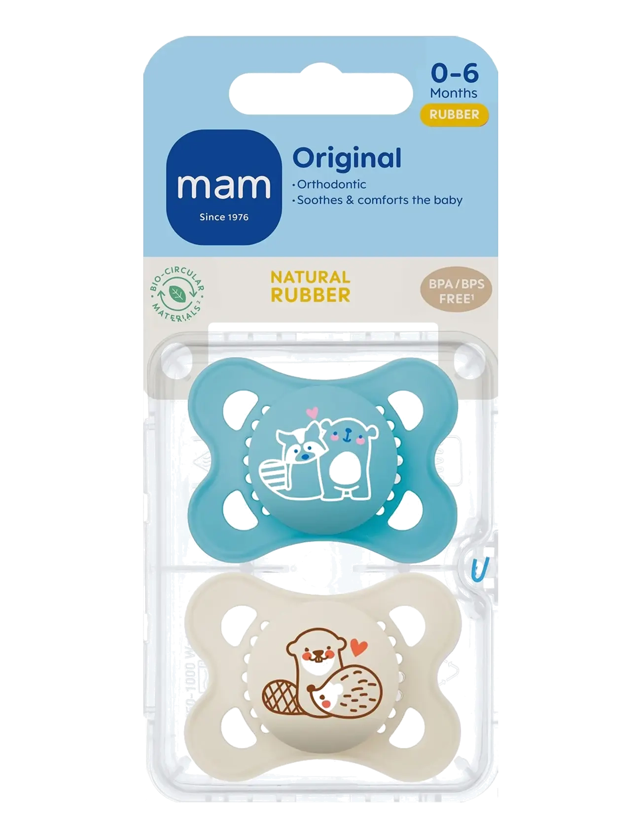 MAM - MAM Original 0-6m Natural Rubber Blue 2p - blue - 2