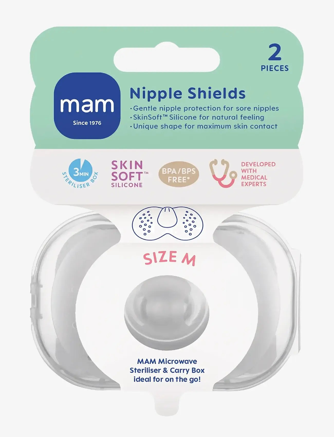 MAM Nipple Shields size M 2p - Inspiration - TRANSPARENT / white