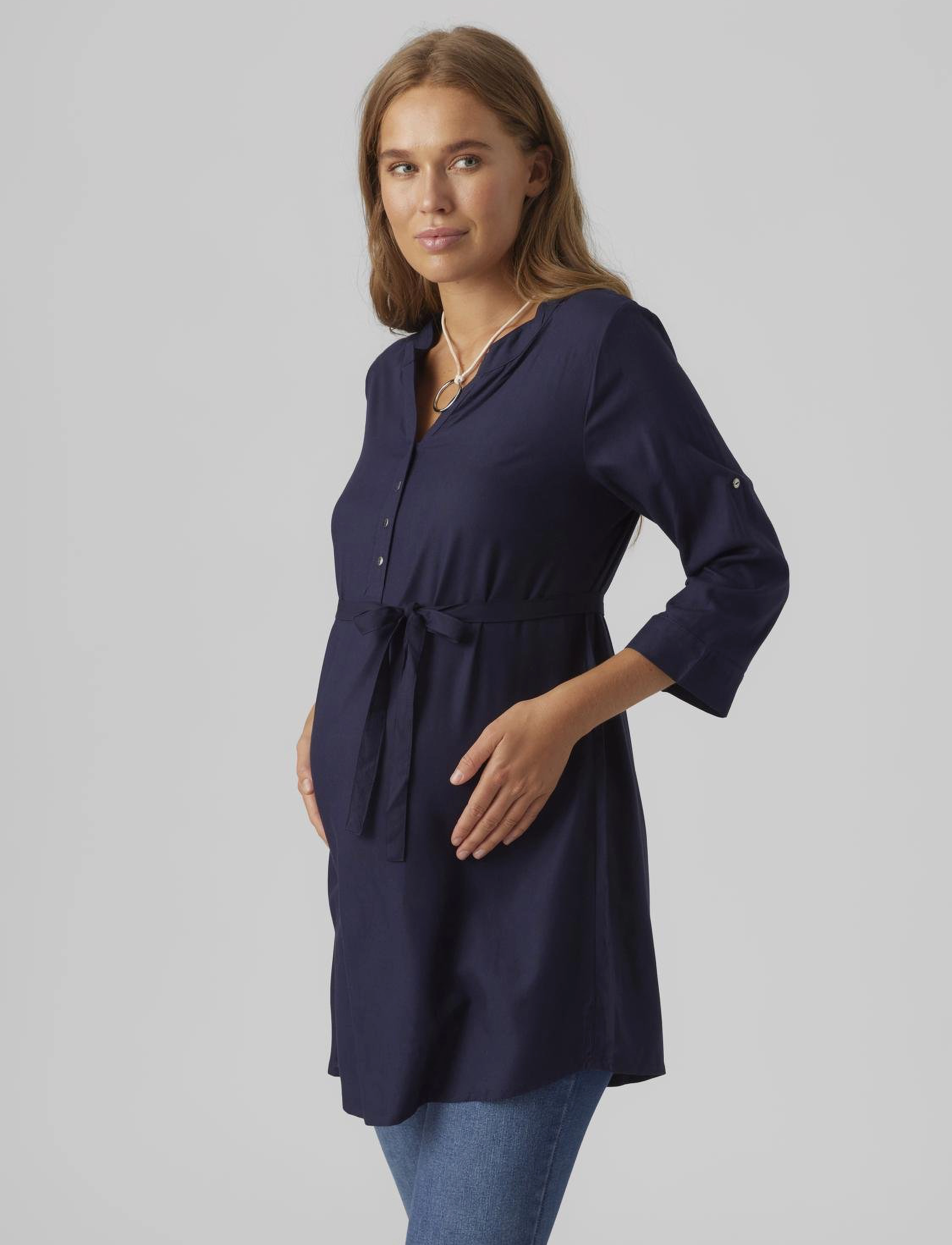 Mamalicious MLMERCY LIA 3/4 WOVEN TUNIC 2F  A. - Tunikaer - NAVY BLAZER / blue