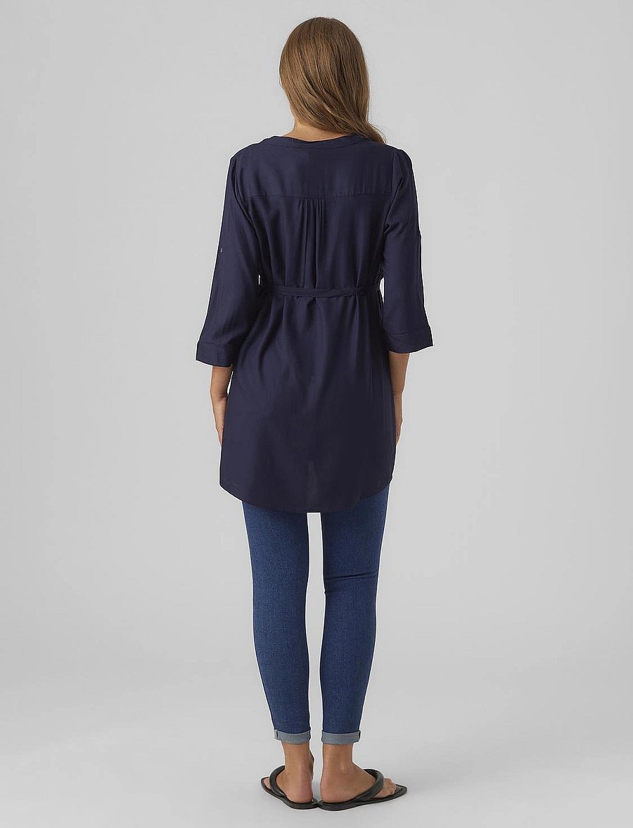 Mamalicious - MLMERCY LIA 3/4 WOVEN TUNIC 2F A. - overdele - navy blazer - 5
