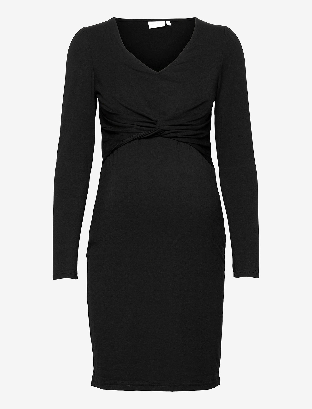 Mamalicious - MLMACY L/S JERSEY ABK DRESS 2F - midi dresses - black - 0