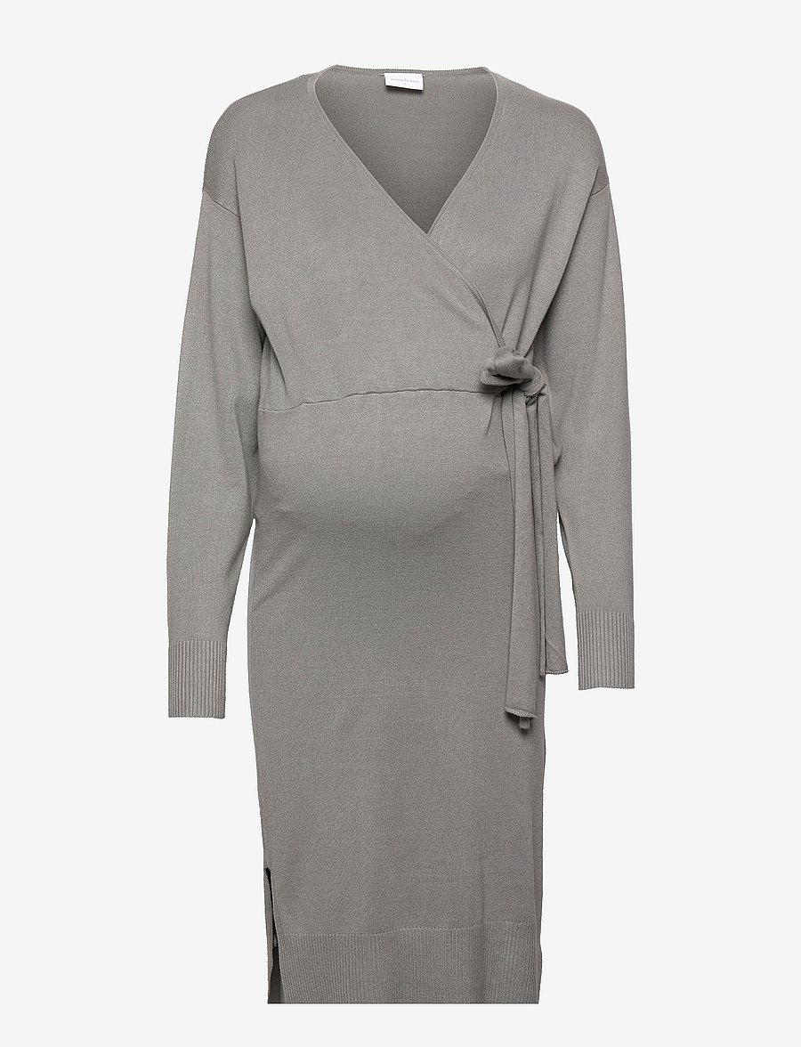 Mamalicious - MLMIA TESS L/S KNIT UK DRESS 2F A. - slå-om-kjoler - cool grey - 1