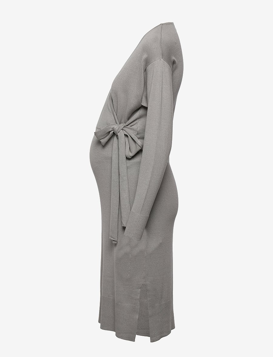 Mamalicious - MLMIA TESS L/S KNIT UK DRESS 2F A. - slå-om-kjoler - cool grey - 3