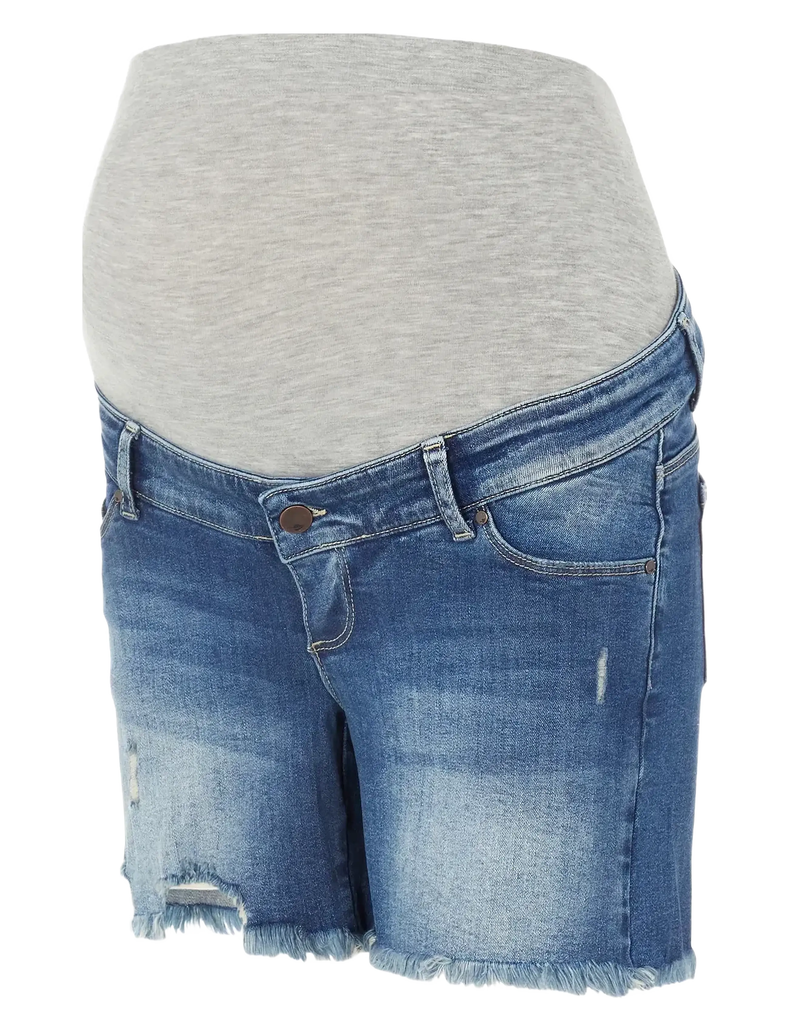 Mamalicious MLHAMPSHIRE SLIM DESTORY DENIM SHORTS A. - hosen - light blue denim - Umstandsmode - LIGHT BLUE DENIM / blue