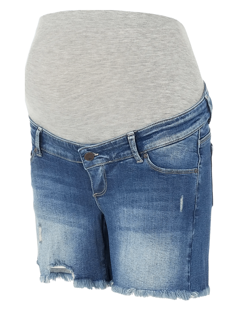 Mamalicious - MLHAMPSHIRE SLIM DESTORY DENIM SHORTS A. - hosen - light blue denim - 1