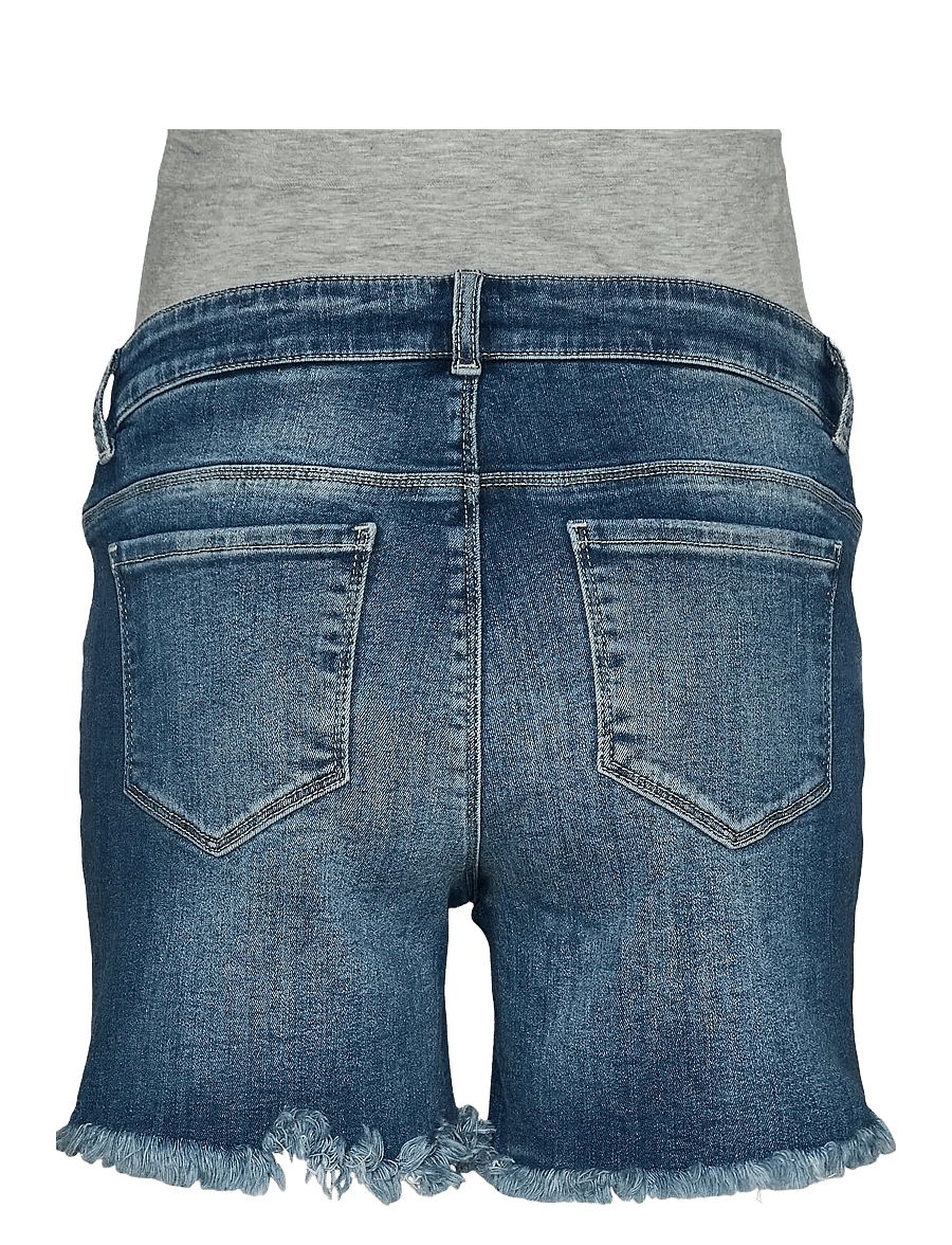 Mamalicious - MLHAMPSHIRE SLIM DESTORY DENIM SHORTS A. - hosen - light blue denim - 2