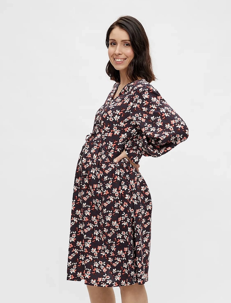 Mamalicious - MLALICE L/S WOVEN ABK DRESS A. - midi kjoler - peacoat - 0