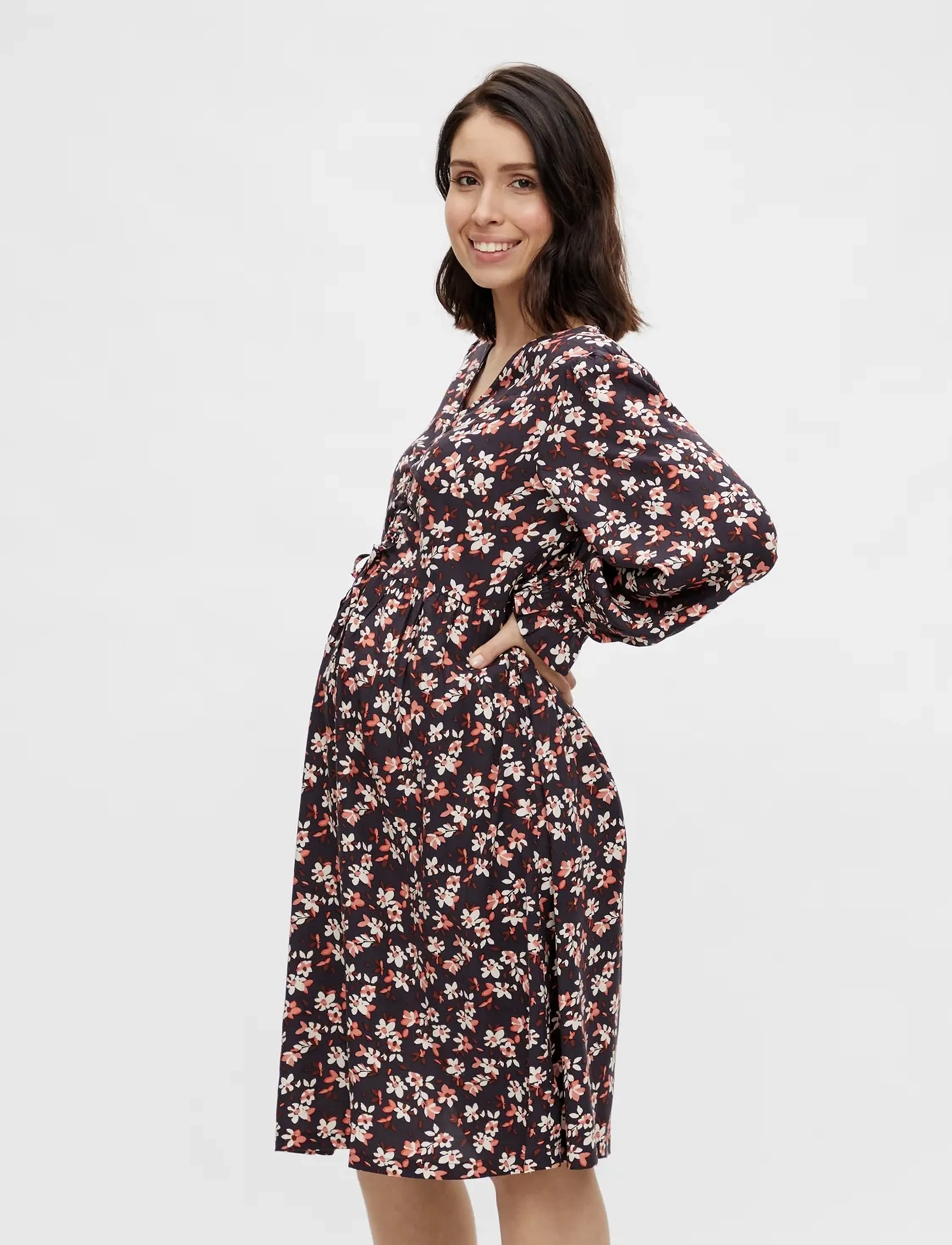 Mamalicious MLALICE L/S WOVEN ABK DRESS A. - Tøj - PEACOAT / multi