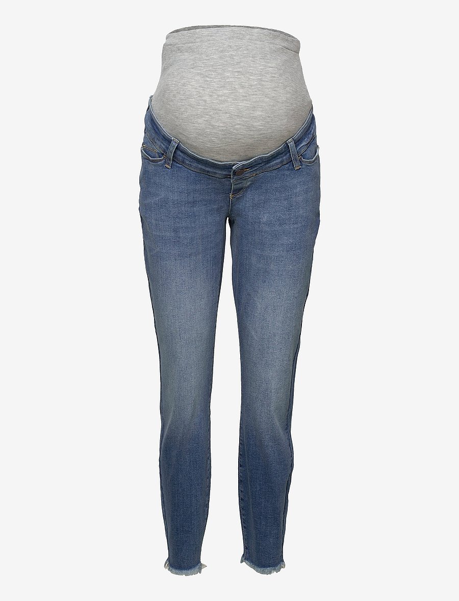 Mamalicious - MLMENDEZ SLIM FRAYED 7/8 JEANS CUR - bas - light blue denim - 0