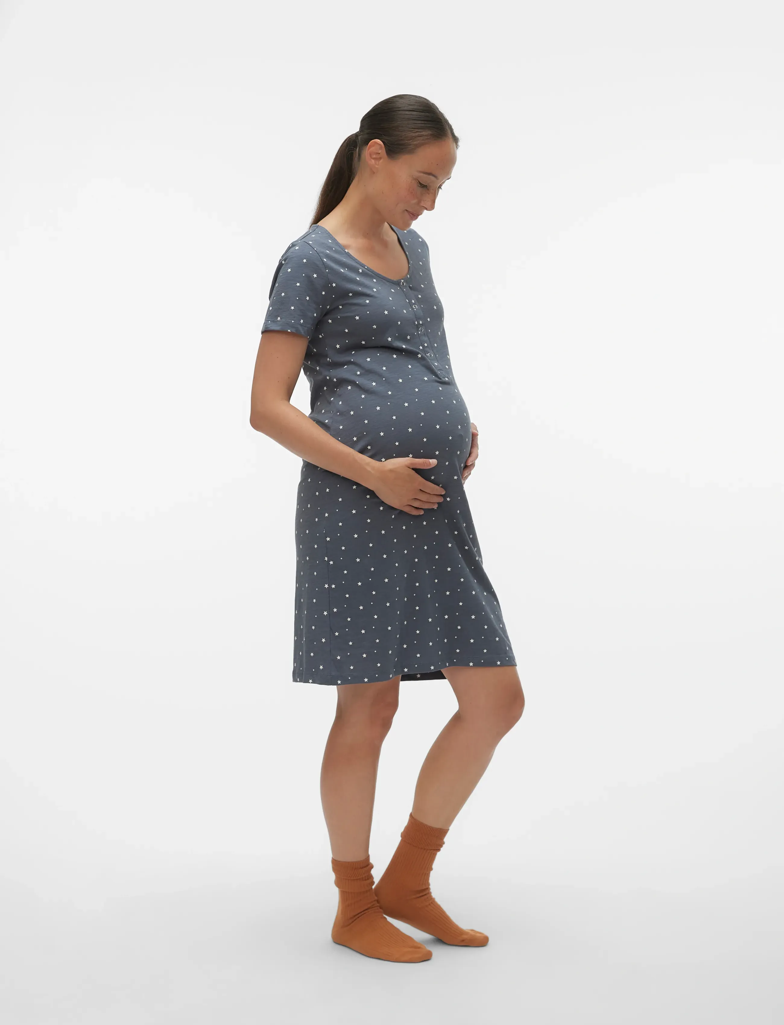 Mamalicious Mlmira Aop Jrs Nightgown 2F A. E., S, Baby & Mutterschaft, Marineblau - Maternity Clothes, Frauen