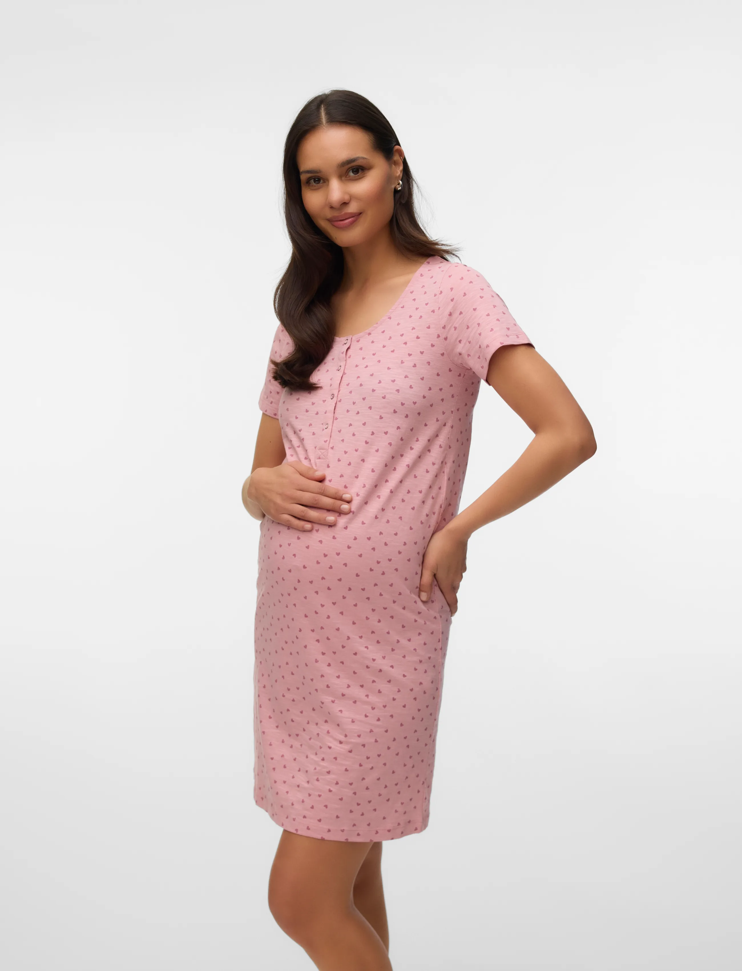 Mamalicious Mlmira Aop Jrs Nightgown 2F A. E., XS, Baby & Mutterschaft, Rosa - Maternity Clothes, Frauen