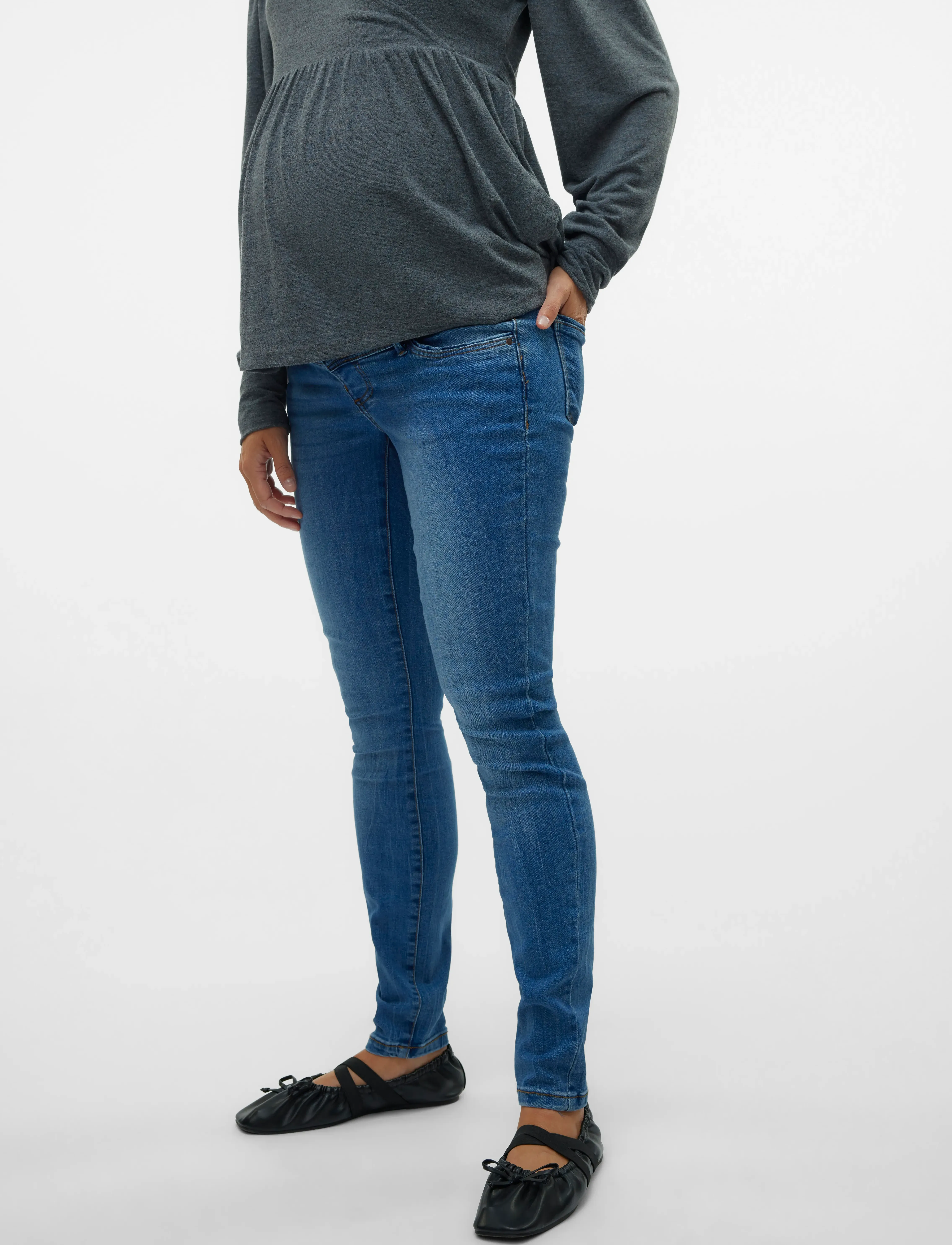 Mamalicious mlmila Slim Medium Blue Jeans A. Noos, XL, Blue, Jeans > Smalle, Dame