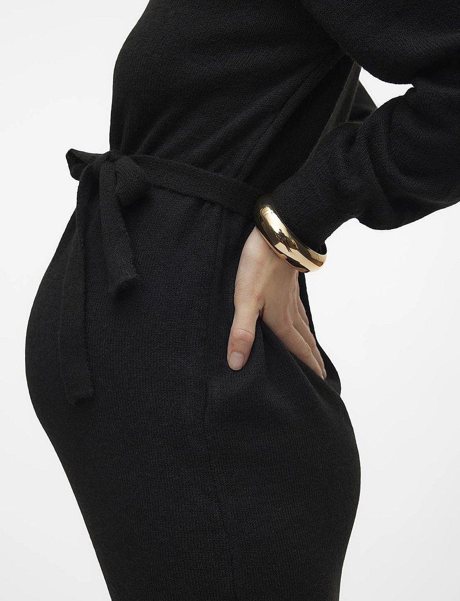 Mamalicious - MLNEWANNE L/S ABK KNIT DRESS A. NOOS - strikkjoler - black - 3