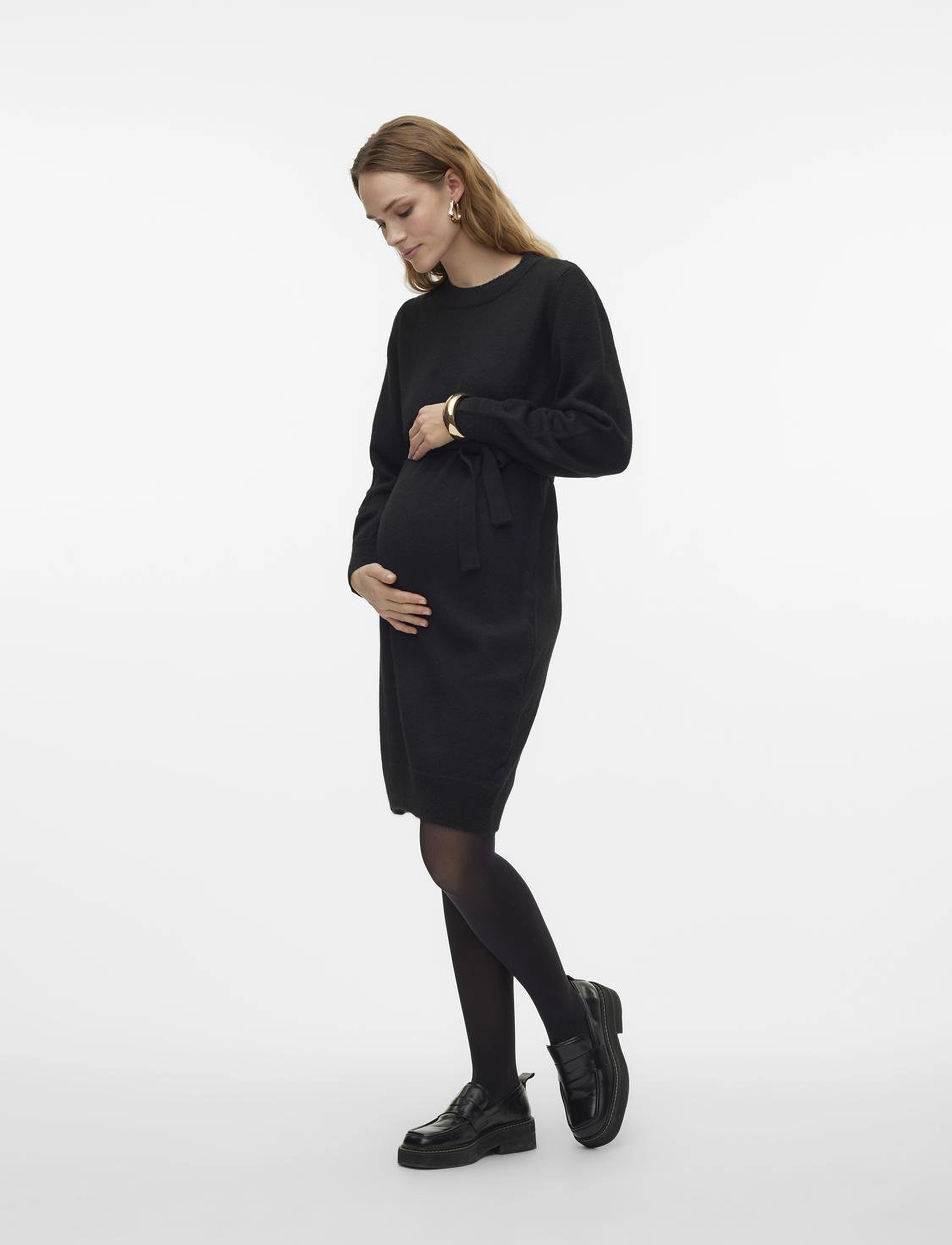 Mamalicious - MLNEWANNE L/S ABK KNIT DRESS A. NOOS - knitted dresses - black - 4