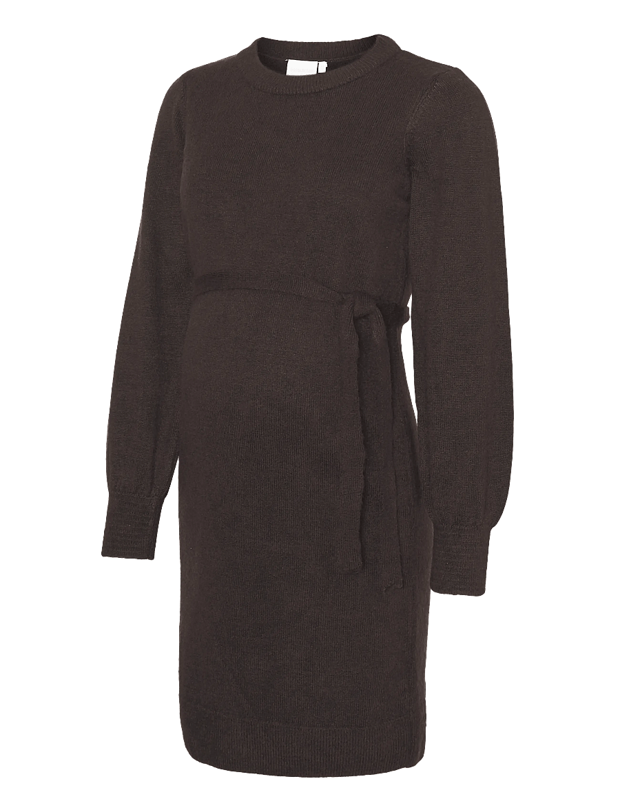 Mamalicious - MLNEWANNE L/S ABK KNIT DRESS A. NOOS - strikkjoler - hot fudge - 0