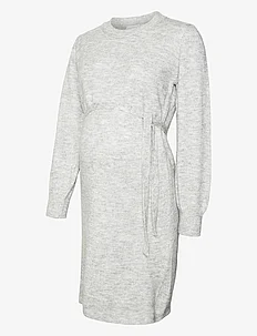 MLNEWANNE L/S ABK KNIT DRESS A. NOOS - stickade klänningar - light grey melange, Mamalicious