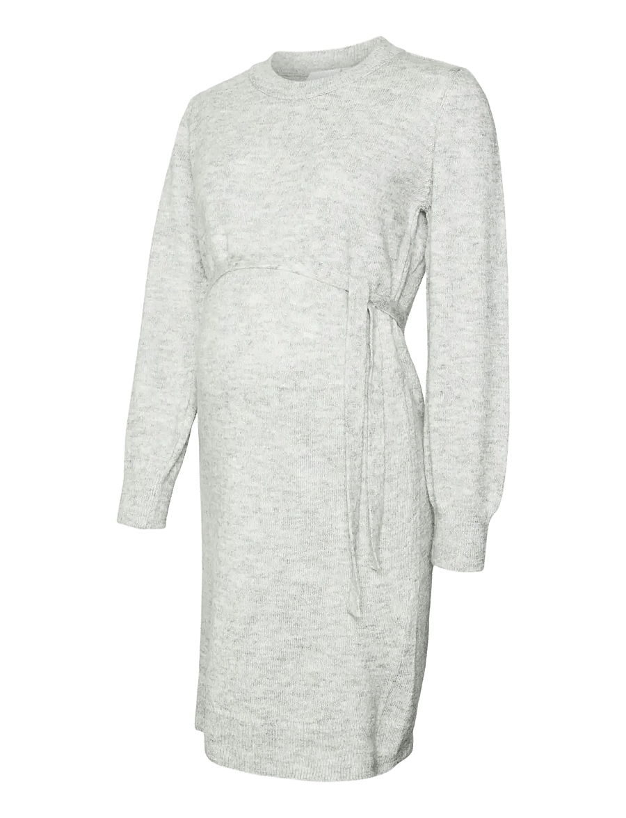 Mamalicious - MLNEWANNE L/S ABK KNIT DRESS A. NOOS - strickkleider - light grey melange - 1