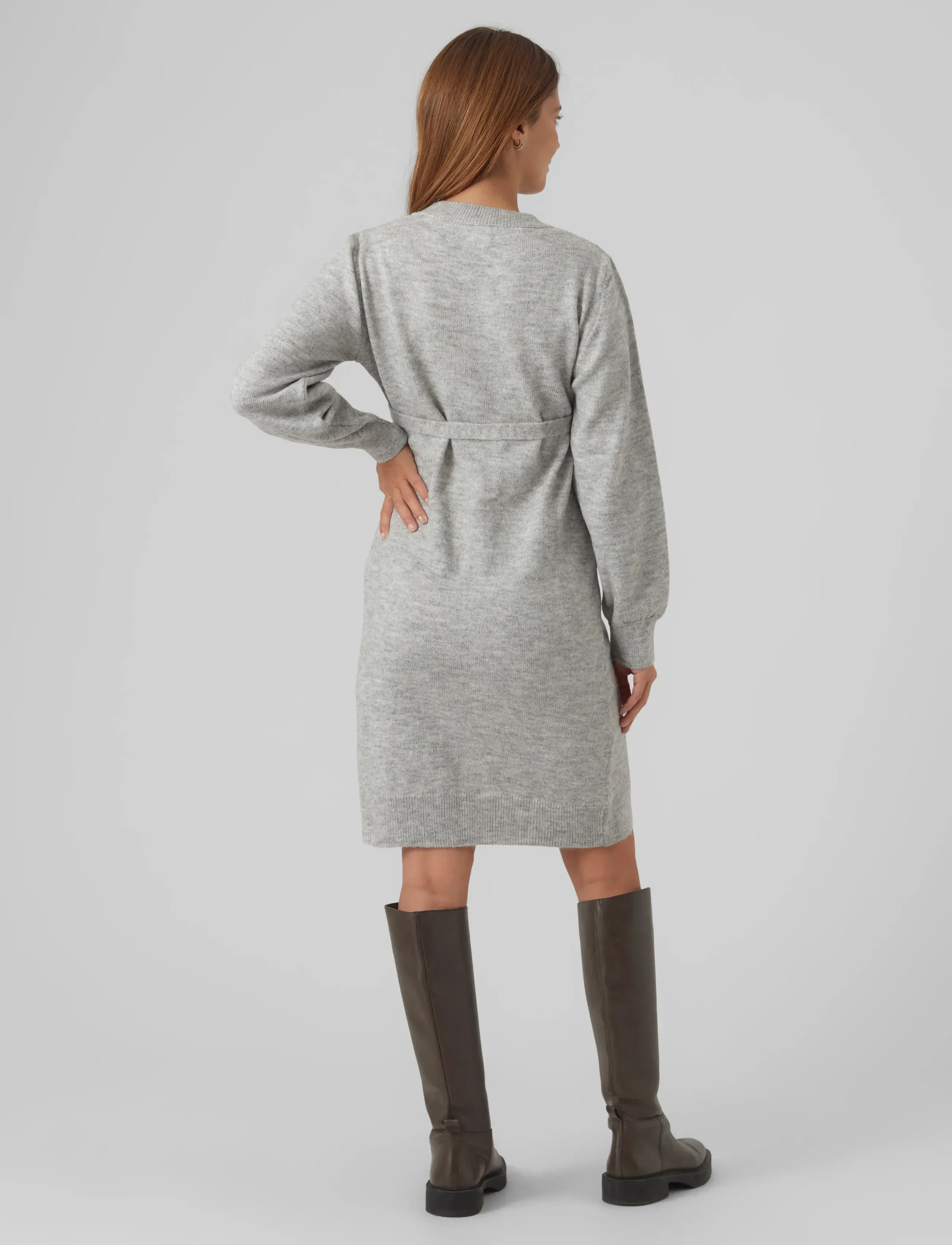 Mamalicious - MLNEWANNE L/S ABK KNIT DRESS A. NOOS - strickkleider - light grey melange - 4