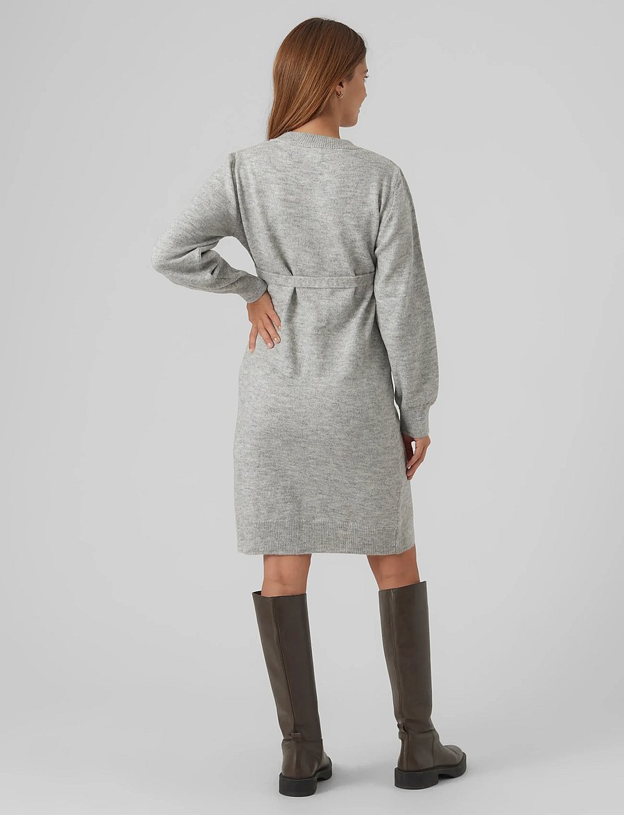 Mamalicious - MLNEWANNE L/S ABK KNIT DRESS A. NOOS - strickkleider - light grey melange - 4