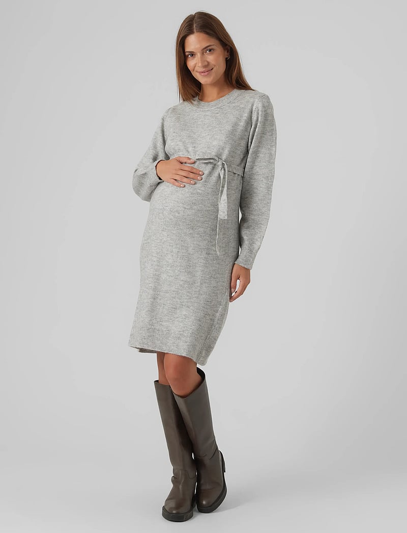 Mamalicious - MLNEWANNE L/S ABK KNIT DRESS A. NOOS - strikkjoler - light grey melange - 5